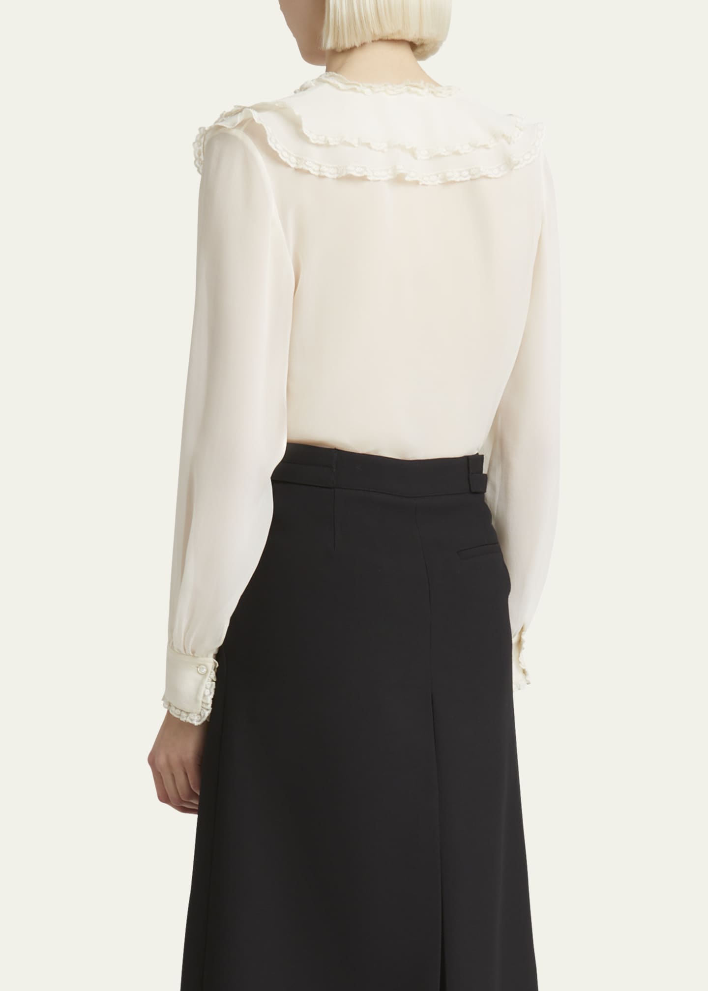 Chloe Ruffle Button-Down Silk Top Image 3 of 5