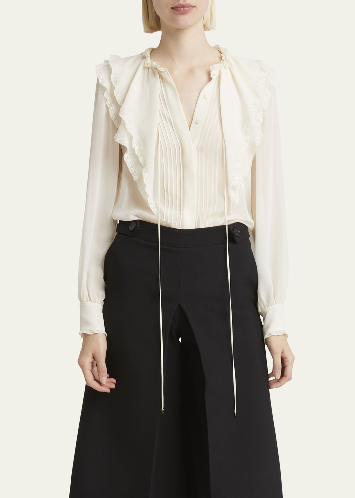 Chloe Ruffle Button-Down Silk Top Image 4 of 5