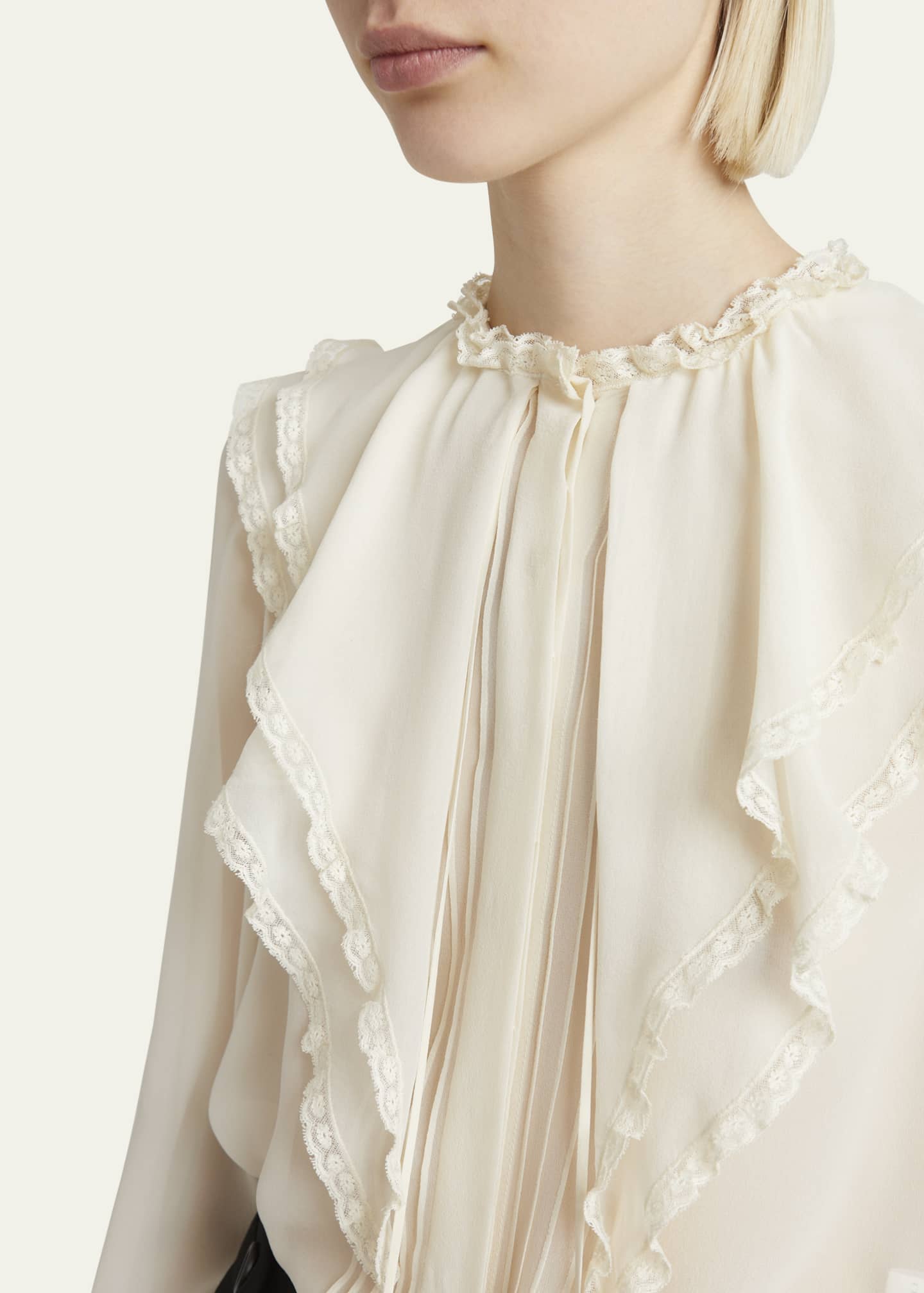 Chloe Ruffle Button-Down Silk Top Image 5 of 5