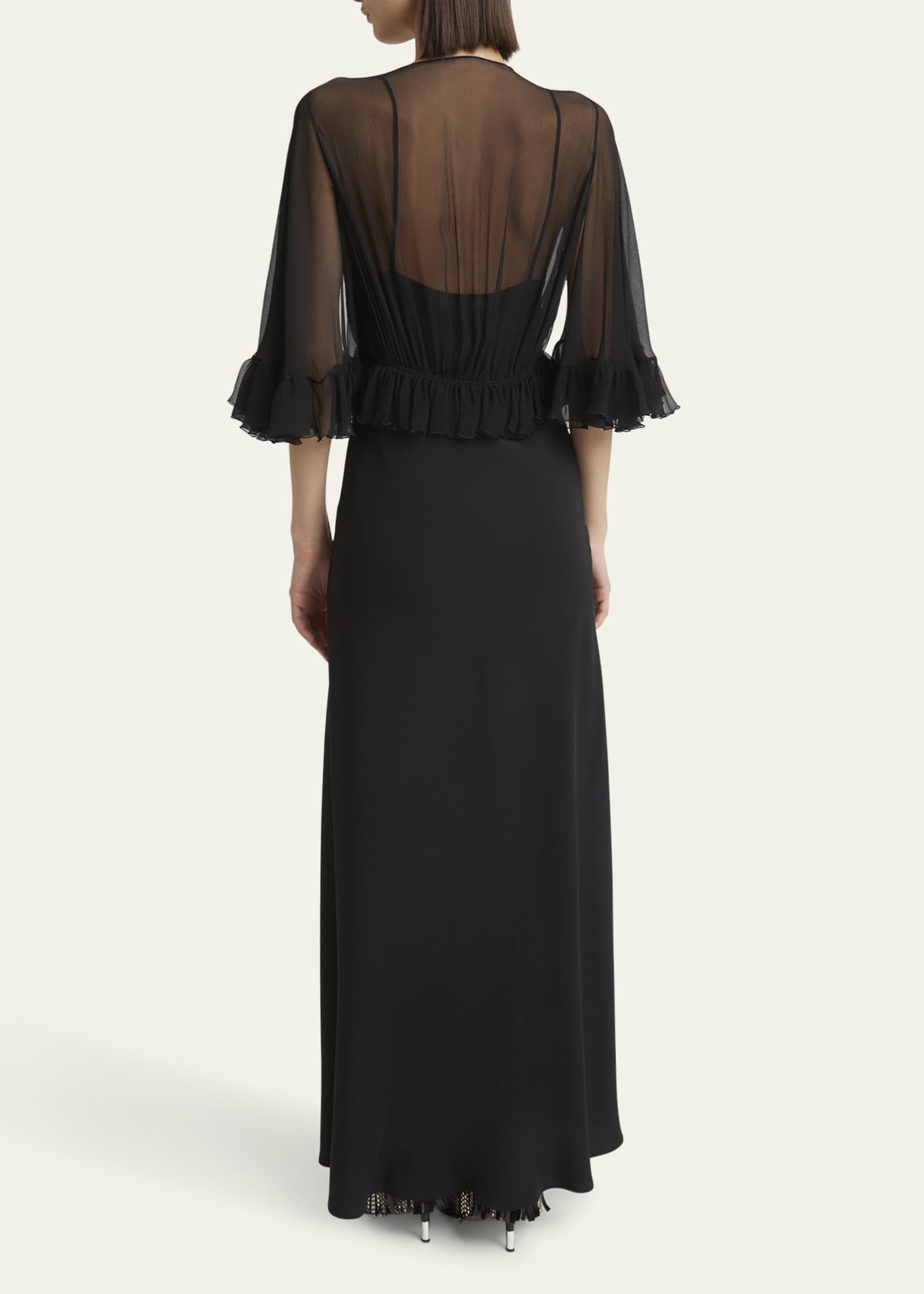 Chloe Ruffle Shrug Silk Maxi Dress Image 3 of 5