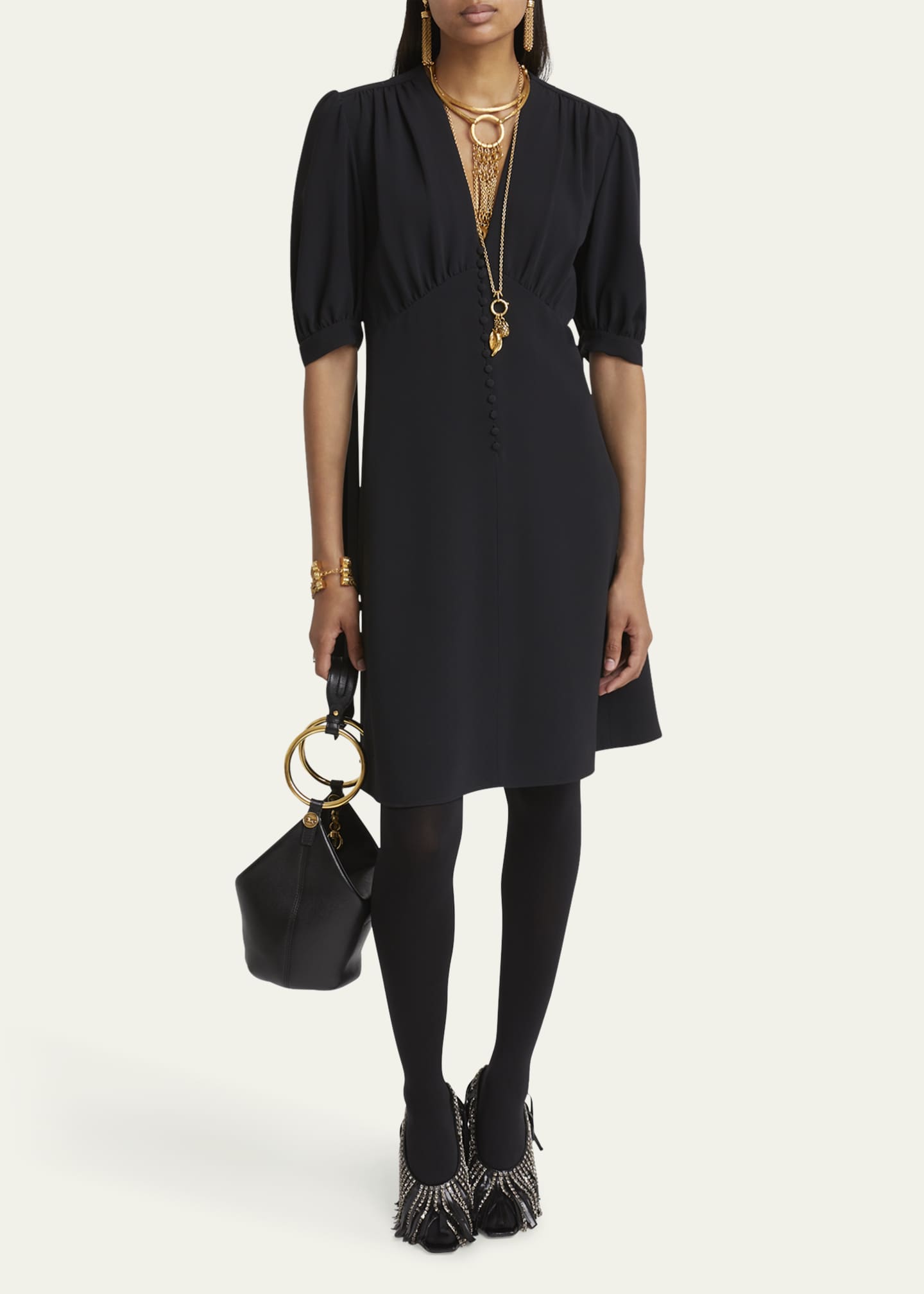 Chloe Empire-Waist Puff-Sleeve Dress Image 2 of 5
