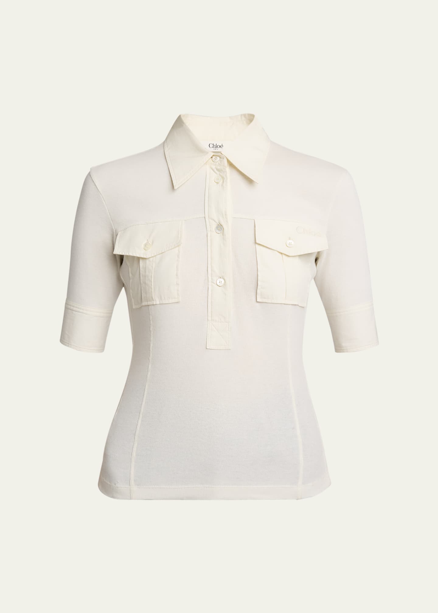 Chloe Pockets Short-Sleeve Polo Top Image 1 of 4
