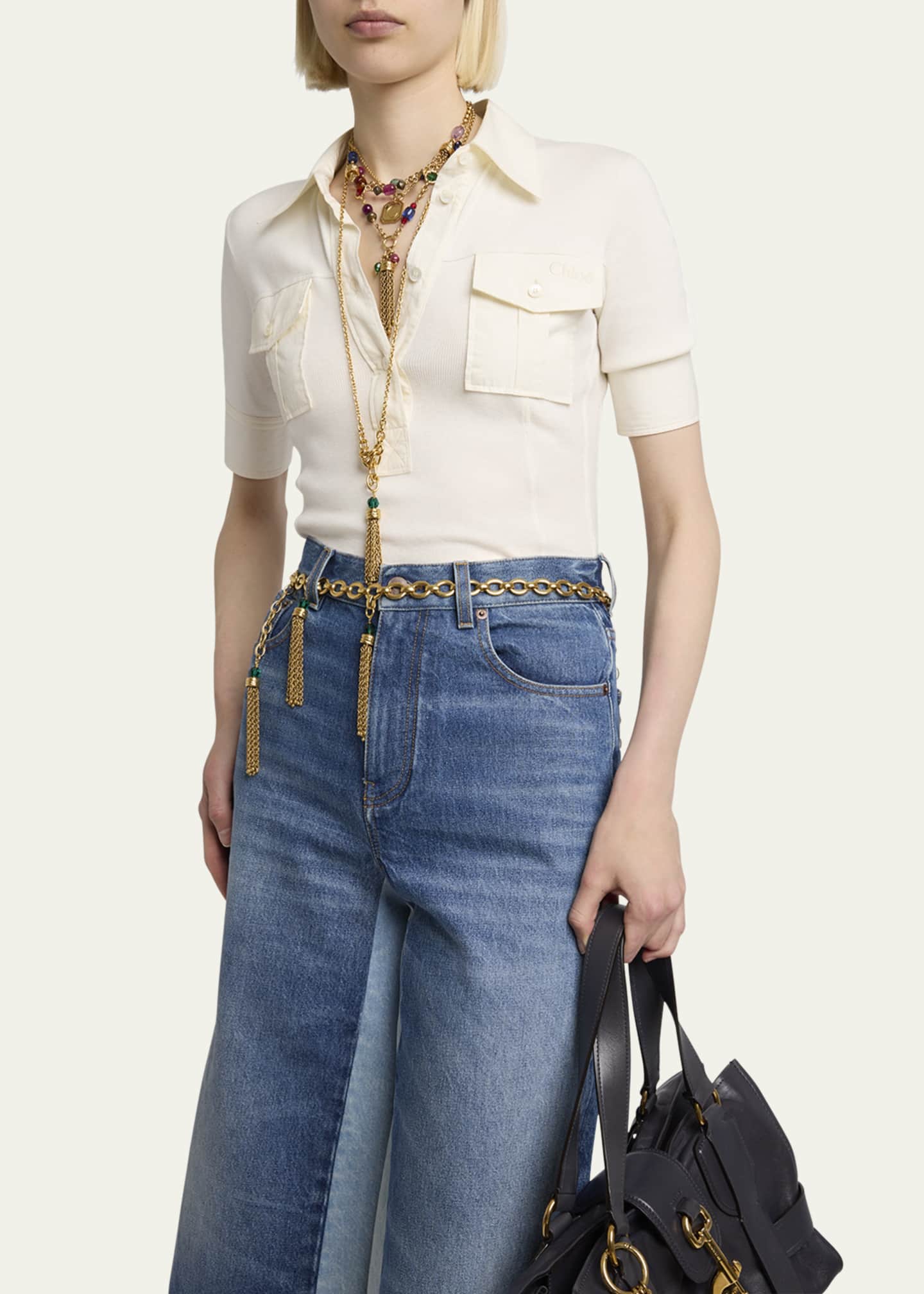 Chloe Pockets Short-Sleeve Polo Top Image 4 of 4