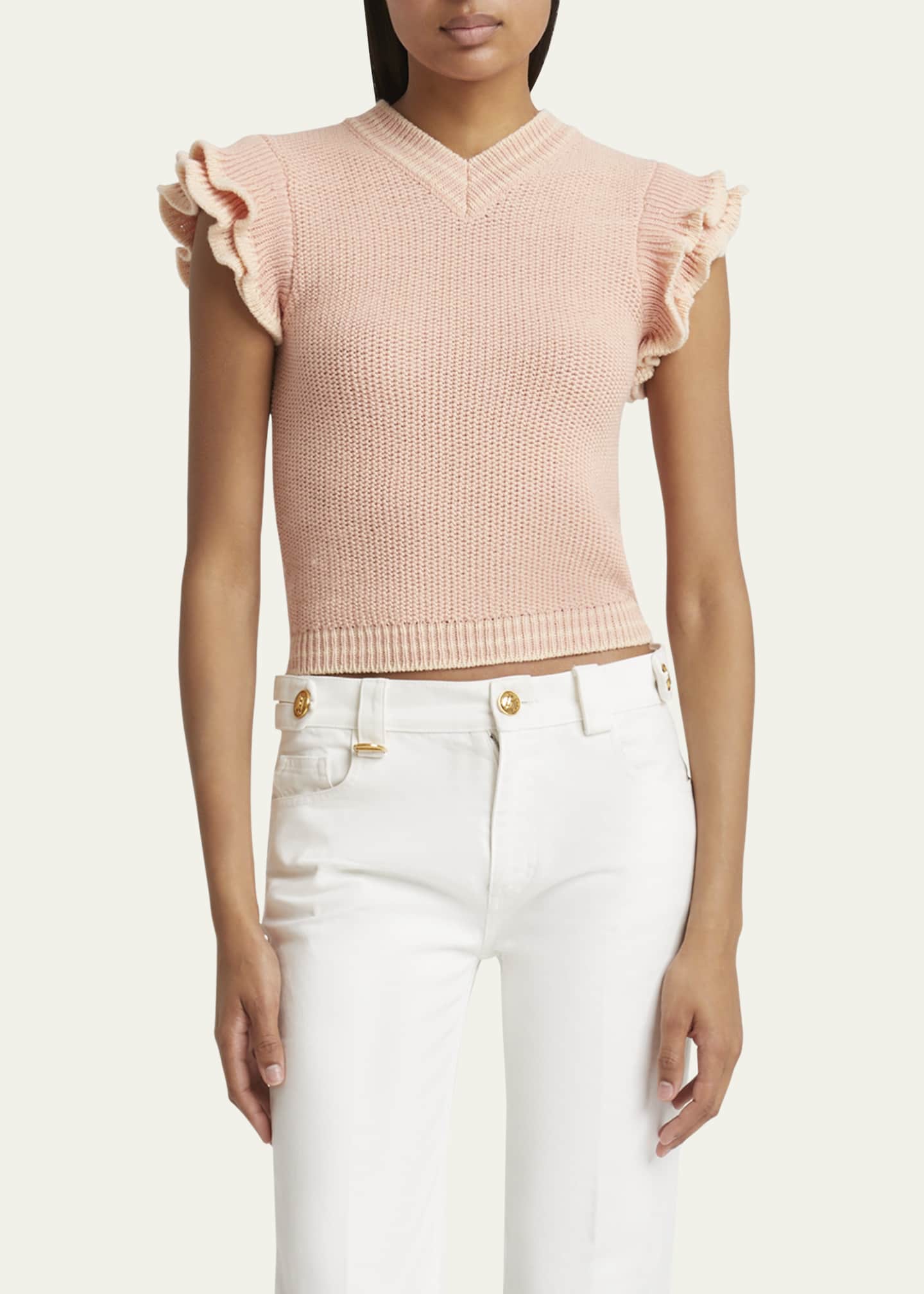 Chloe Ruffle Cap-Sleeve Sweater Image 4 of 5