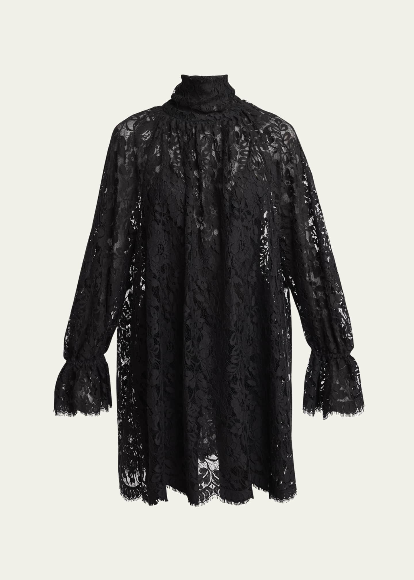 Chloe Turtleneck Long-Sleeve Lace Shift Dress Image 1 of 5