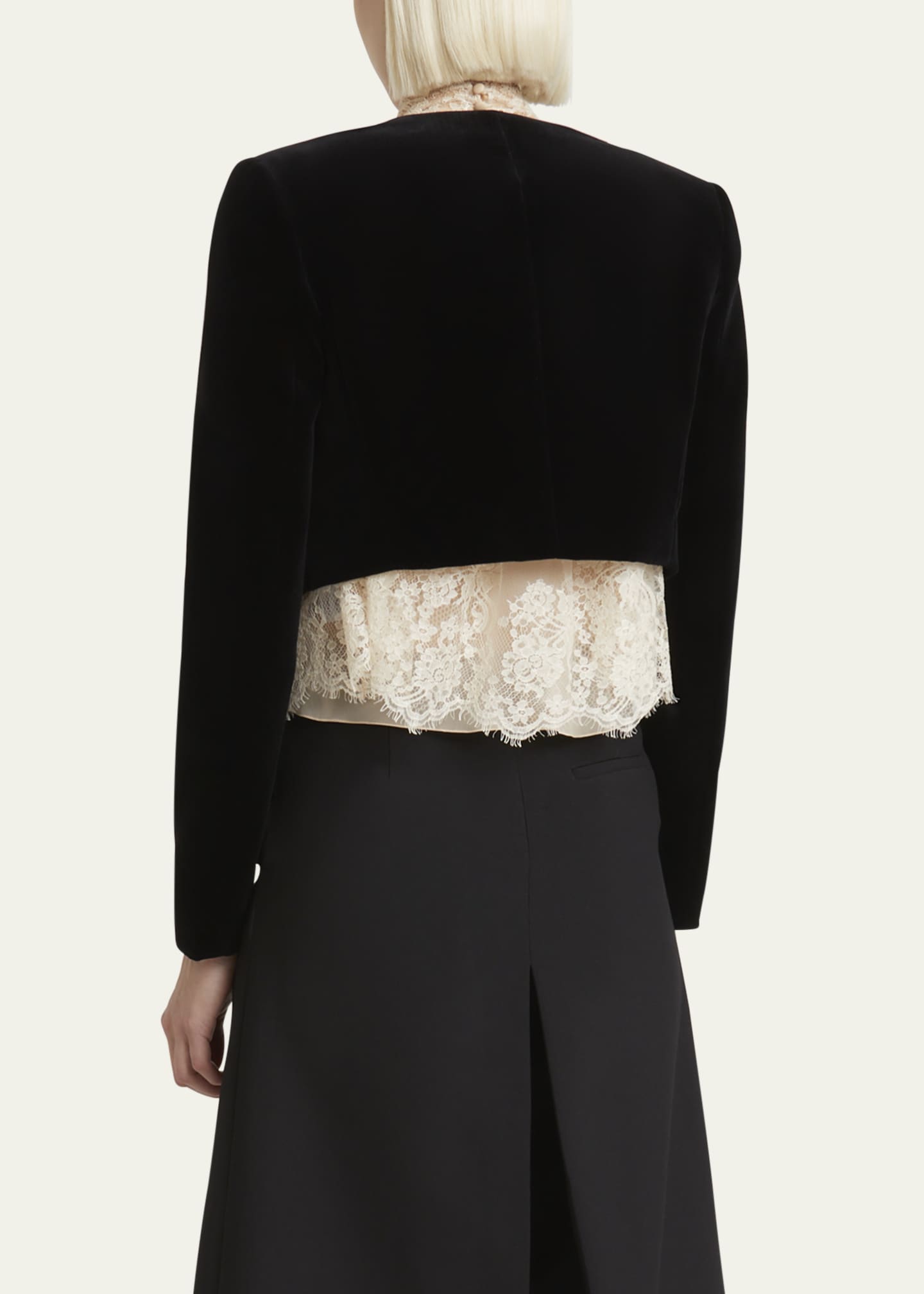 Chloe Scalloped Velvet Crop Jacket Image 3 of 5