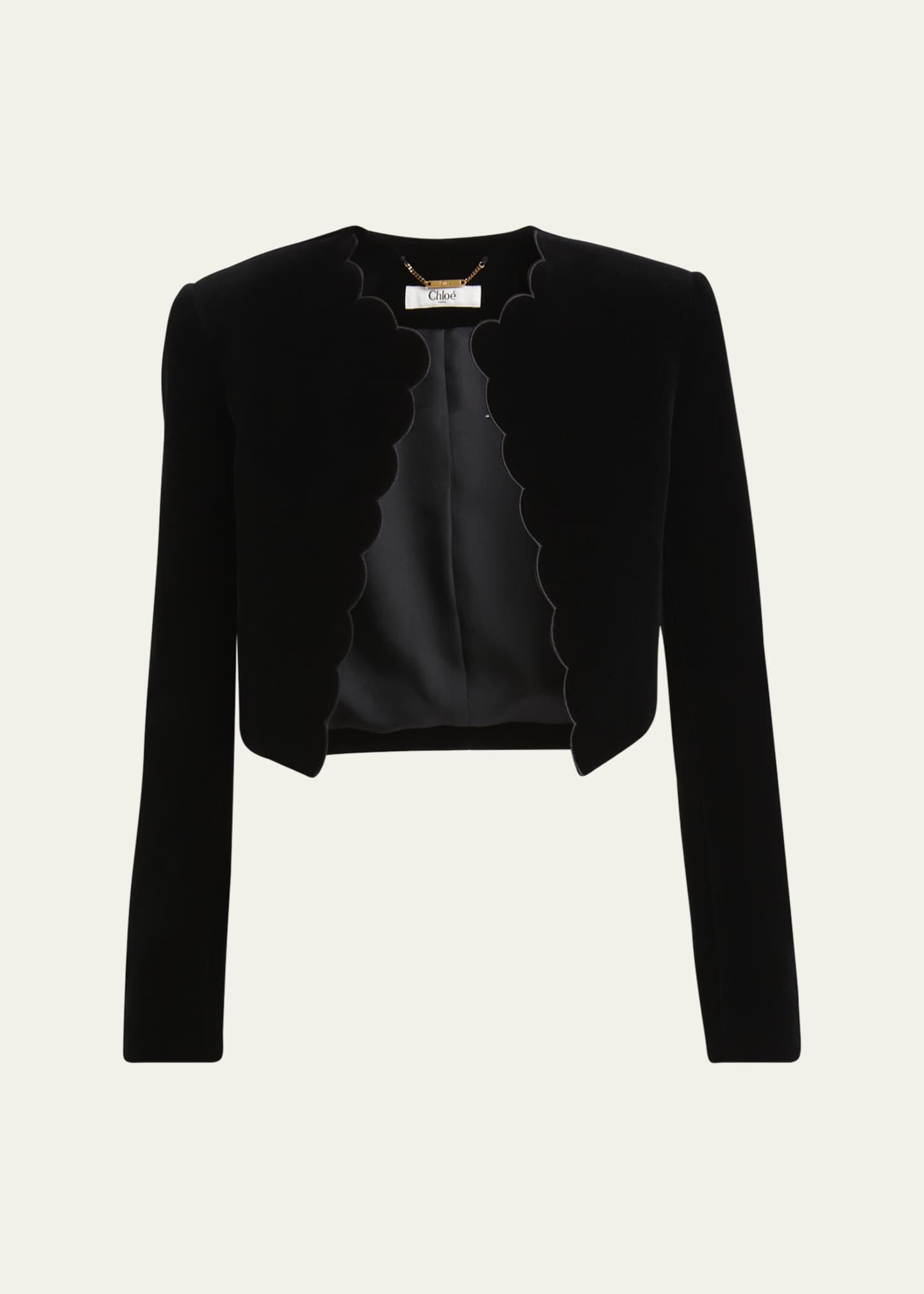Chloe Scalloped Velvet Crop Jacket Image 1 of 5