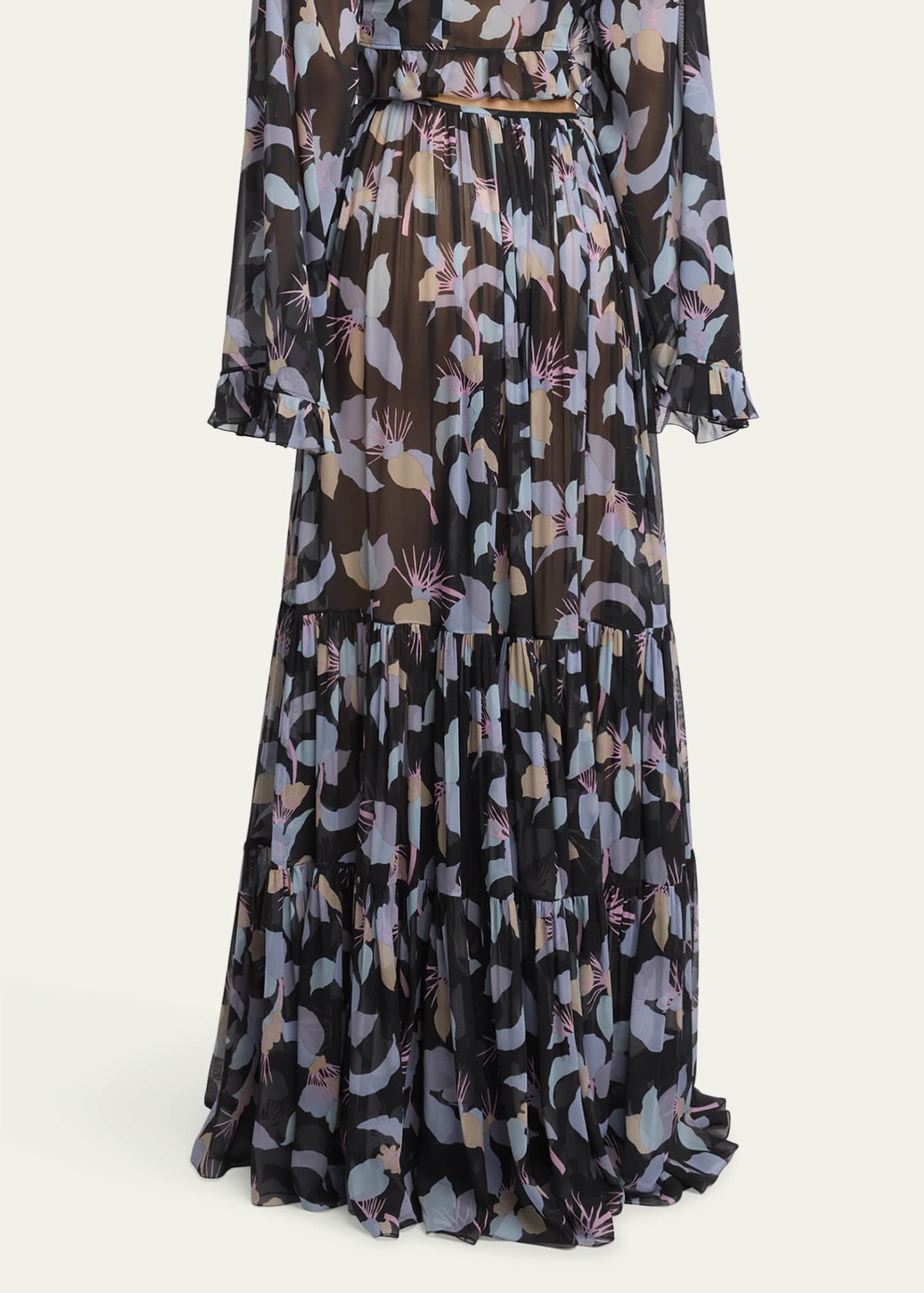 Chloe Floral Tiered Maxi Wrap Skirt Image 3 of 5