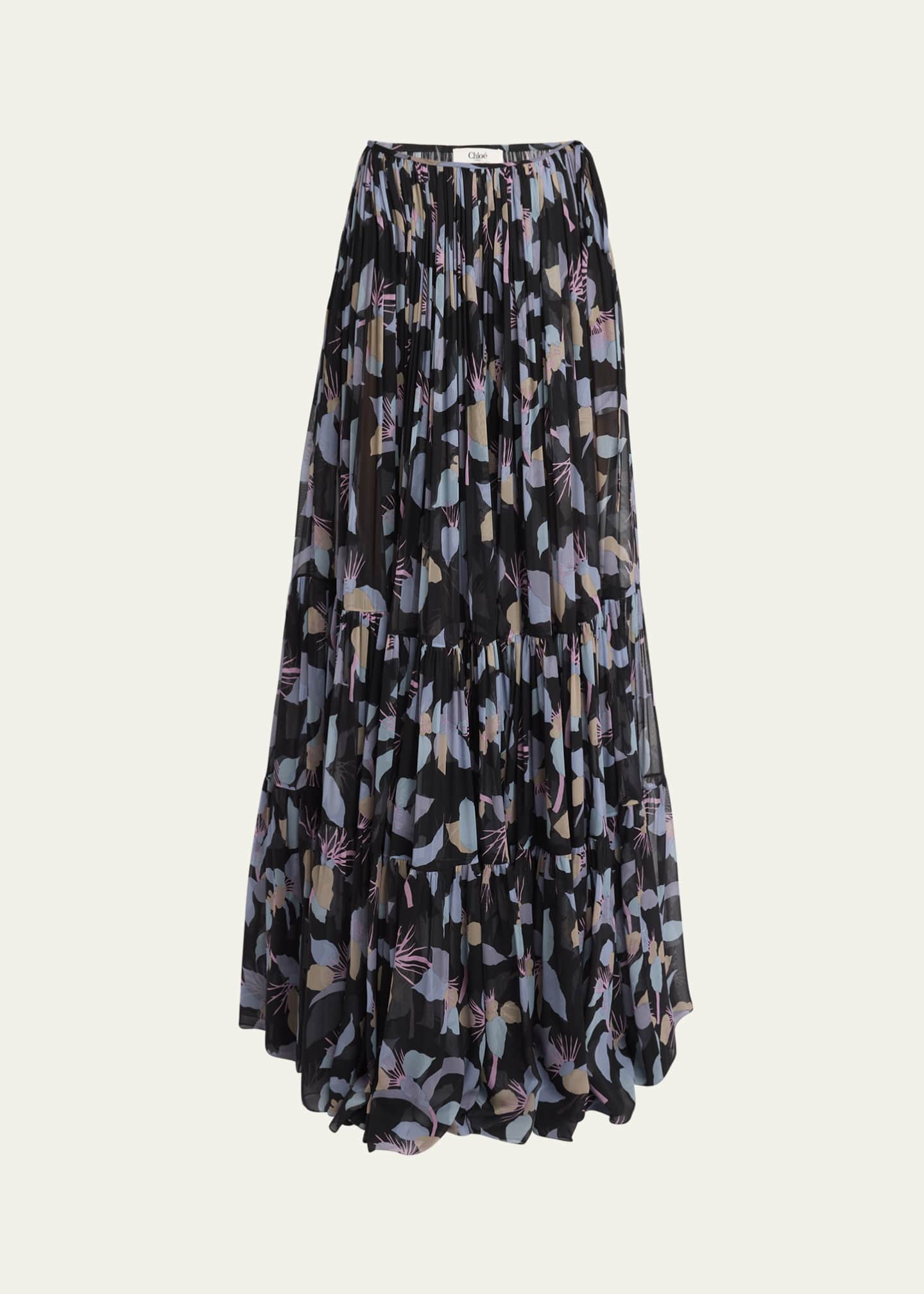 Chloe Floral Tiered Maxi Wrap Skirt Image 1 of 5