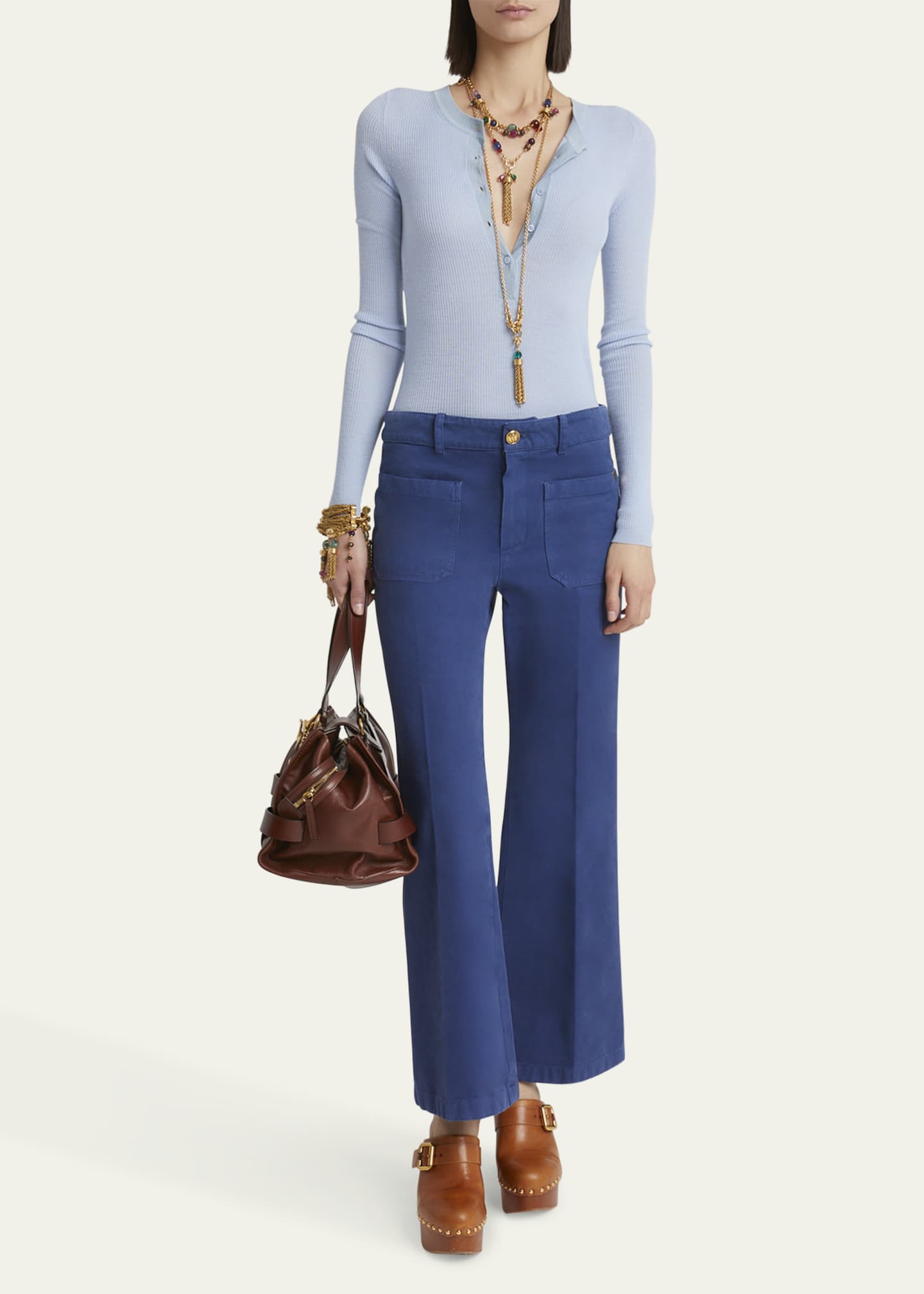 Chloe Ribbed Long-Sleeve Henley Sweater Image 2 of 5