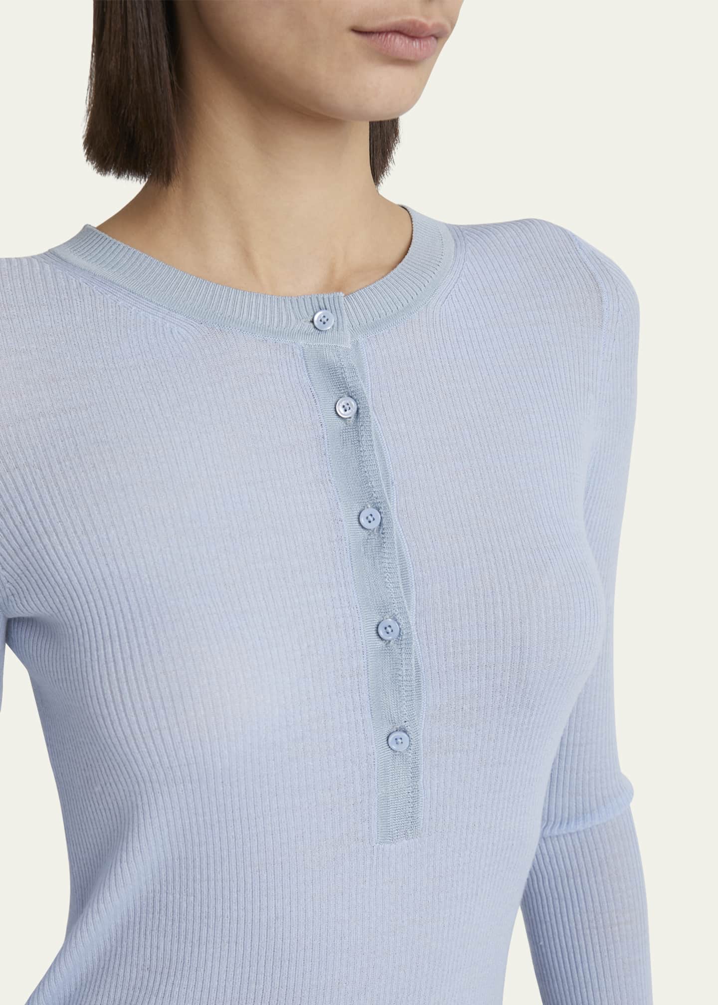 Chloe Ribbed Long-Sleeve Henley Sweater Image 5 of 5