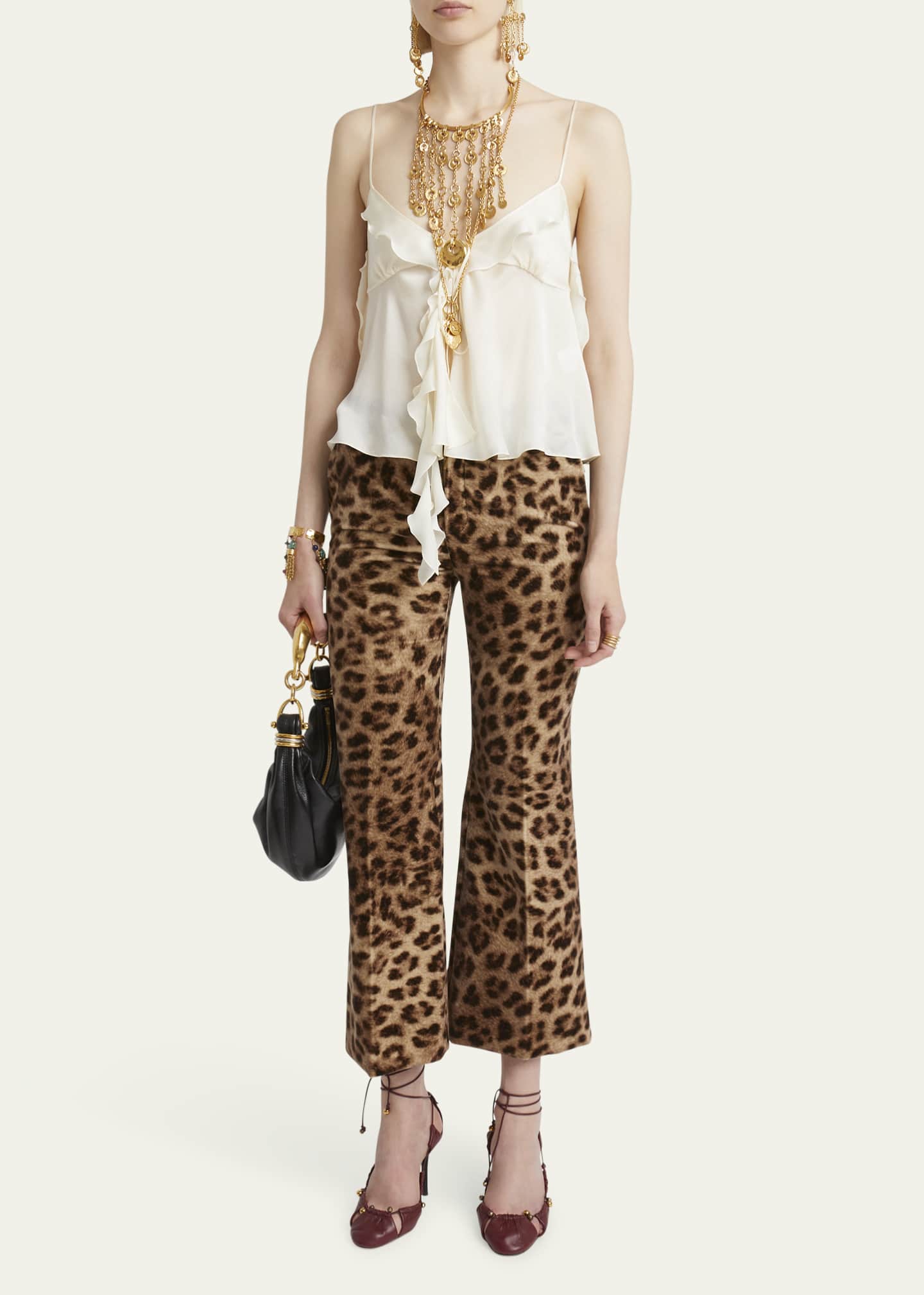 Chloe Leopard-Print Flare Crop Trousers Image 2 of 5