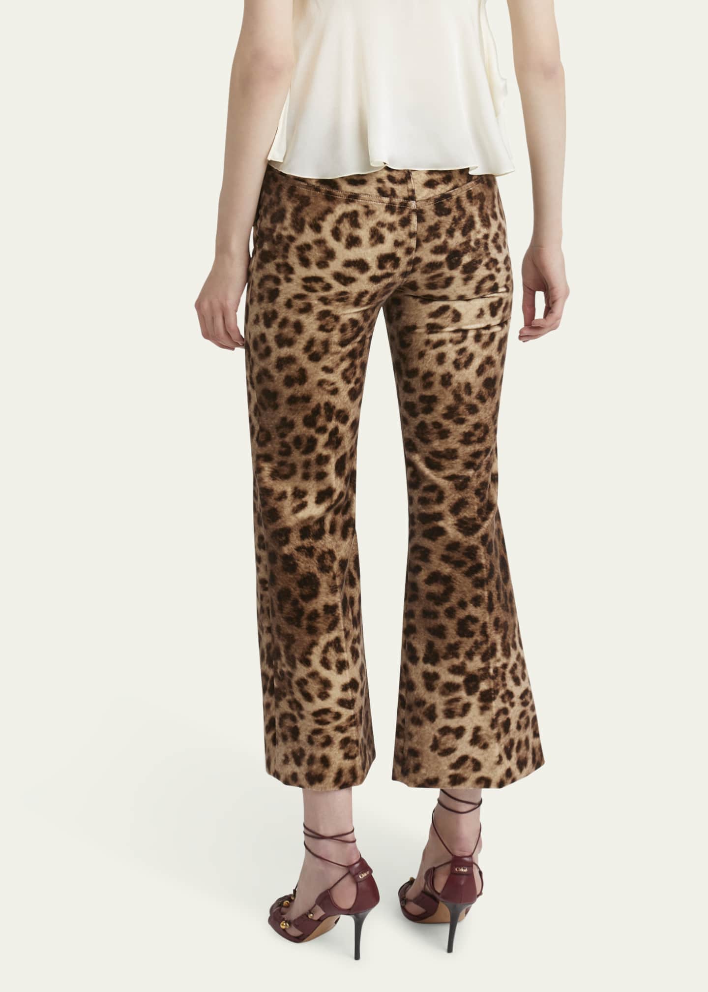 Chloe Leopard-Print Flare Crop Trousers Image 3 of 5