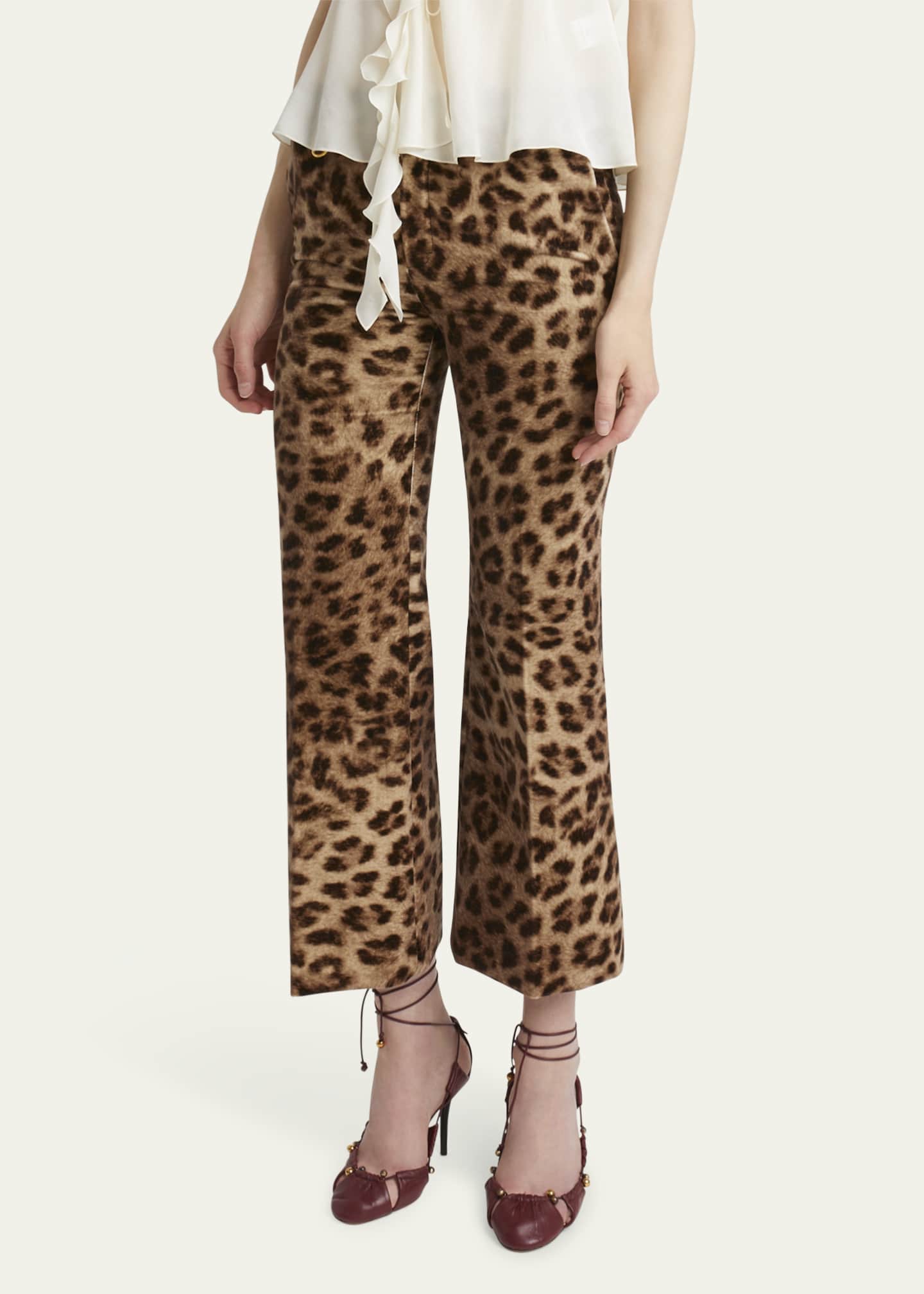 Chloe Leopard-Print Flare Crop Trousers Image 4 of 5