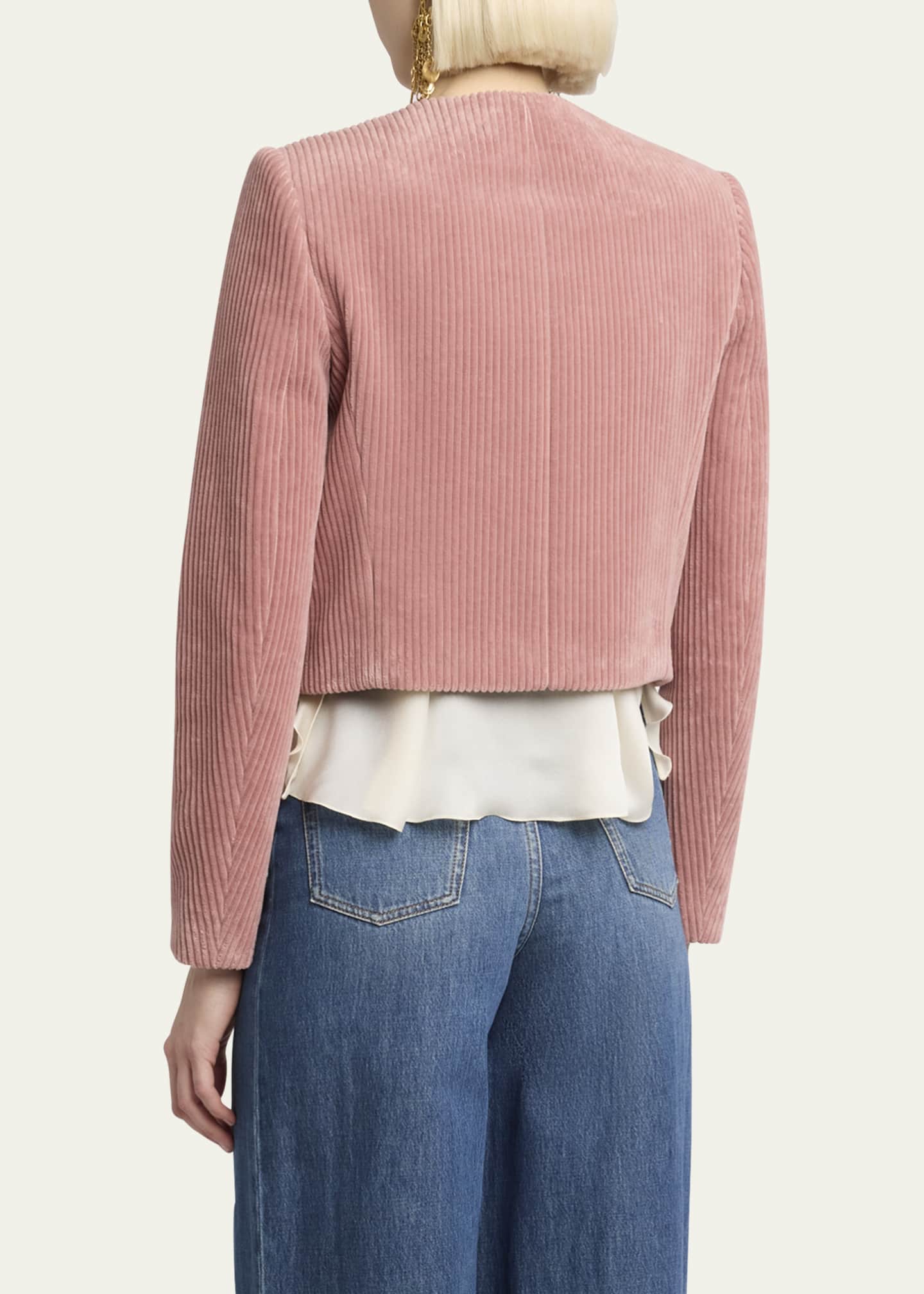 Chloe Corduroy Crop Single-Breasted Jacket Image 3 of 5