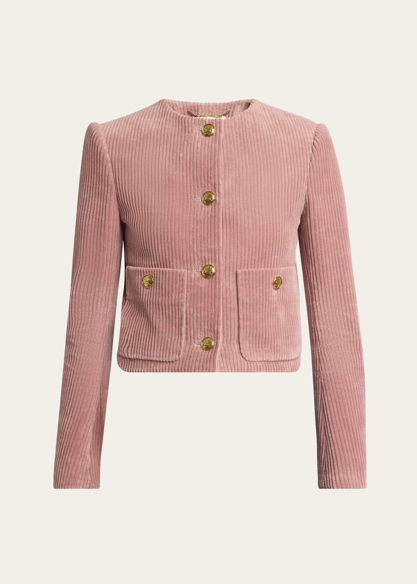 Chloe Corduroy Crop Single-Breasted Jacket Image 1 of 5