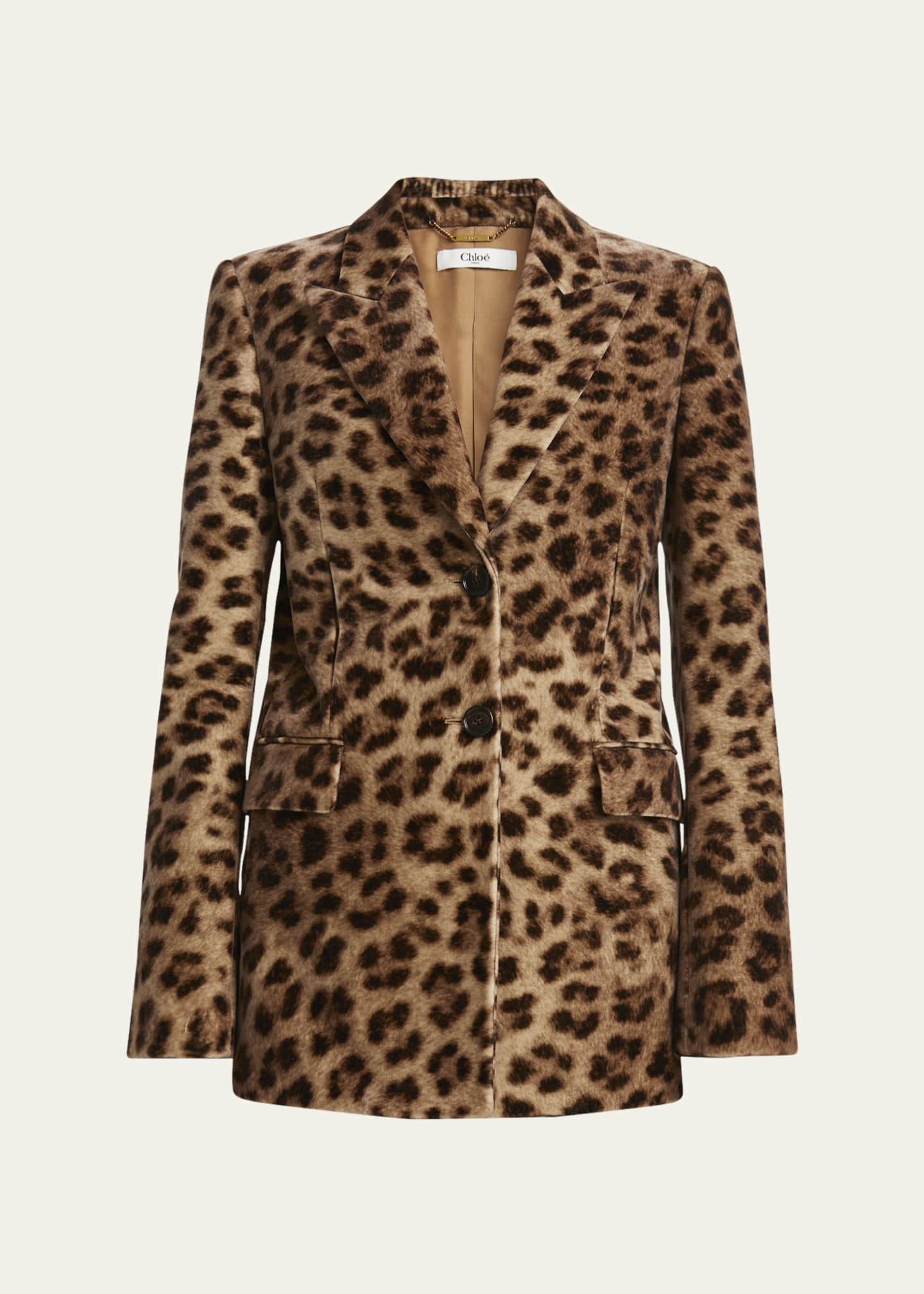 Chloe Leopard-Print SIngle-Breasted Jacket Image 1 of 5