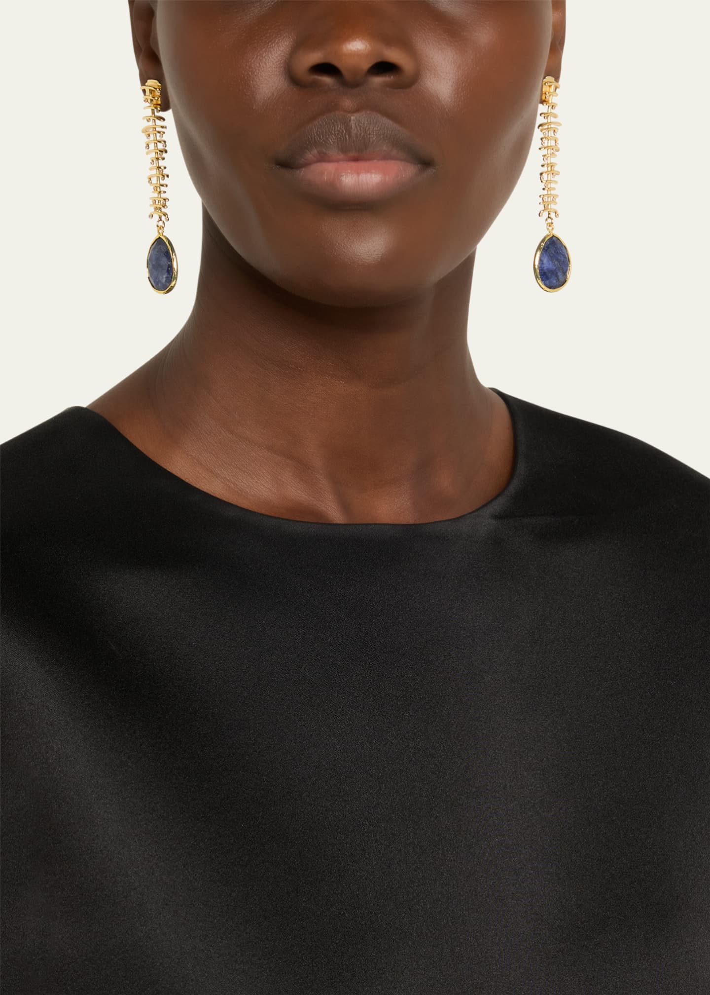 V.BELLAN Spine Earrings with Lapis Image 2 of 4