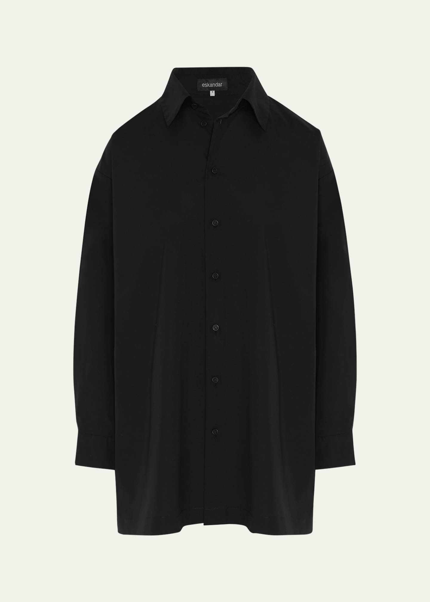 Slim A-line Back Pleat Shirt With Collar (Long Plus Length) - Thumbnail 1