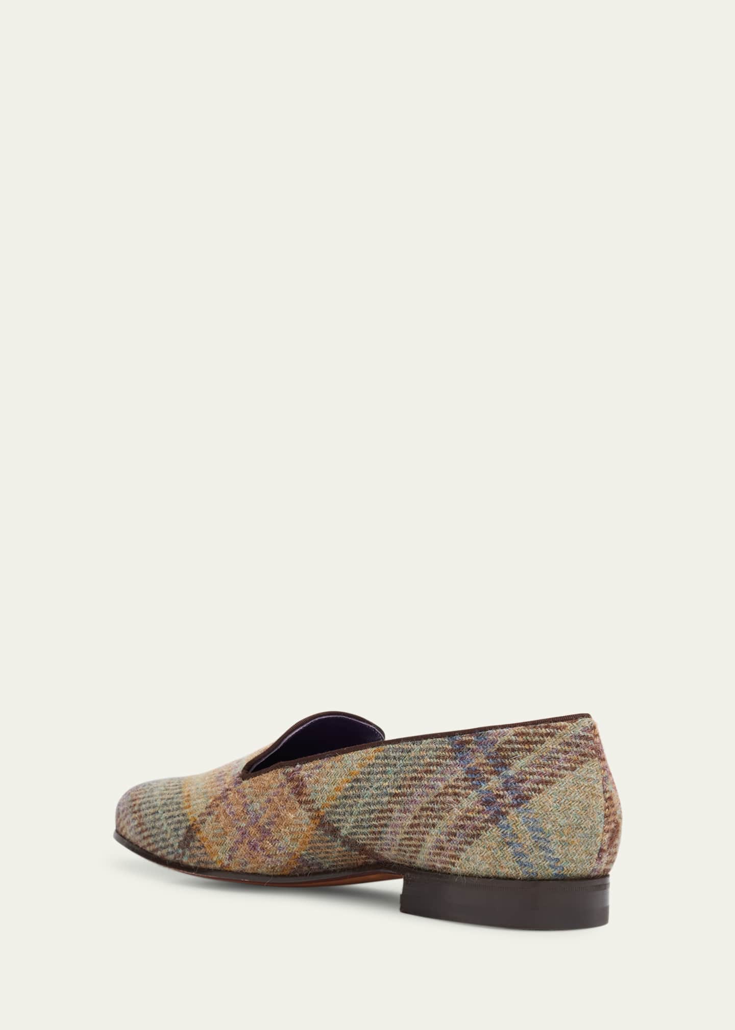 Ralph Lauren Purple Label Men's Alonzo Crest Wool Plaid Smoking Slippers Image 4 of 6