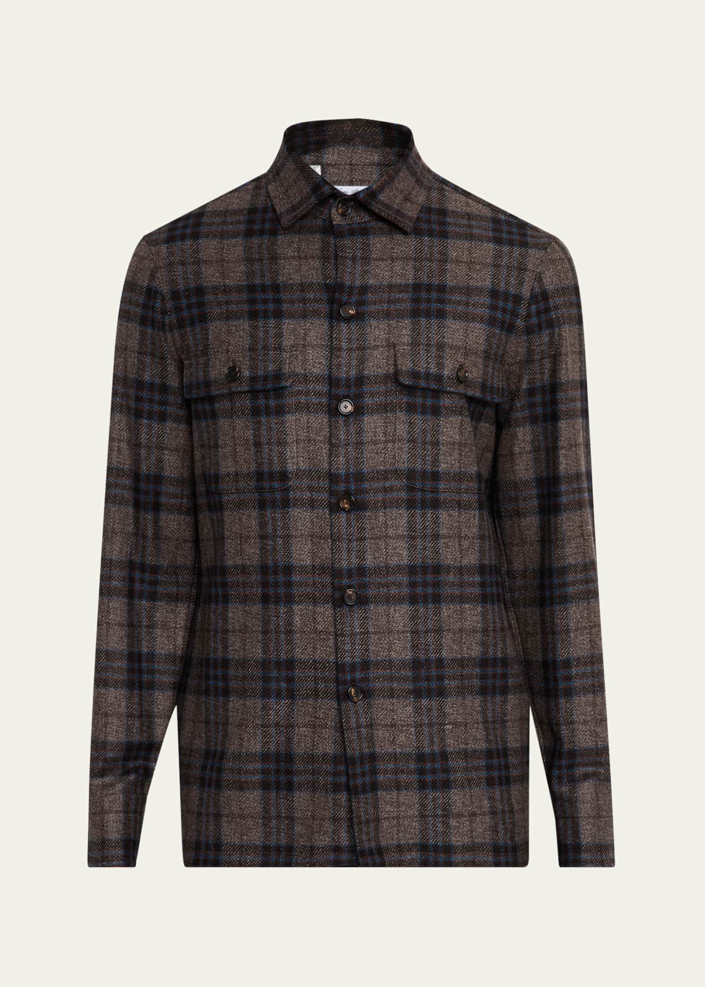 Cesare Attolini Men's Plaid Cashmere Jacket Image 1 of 5