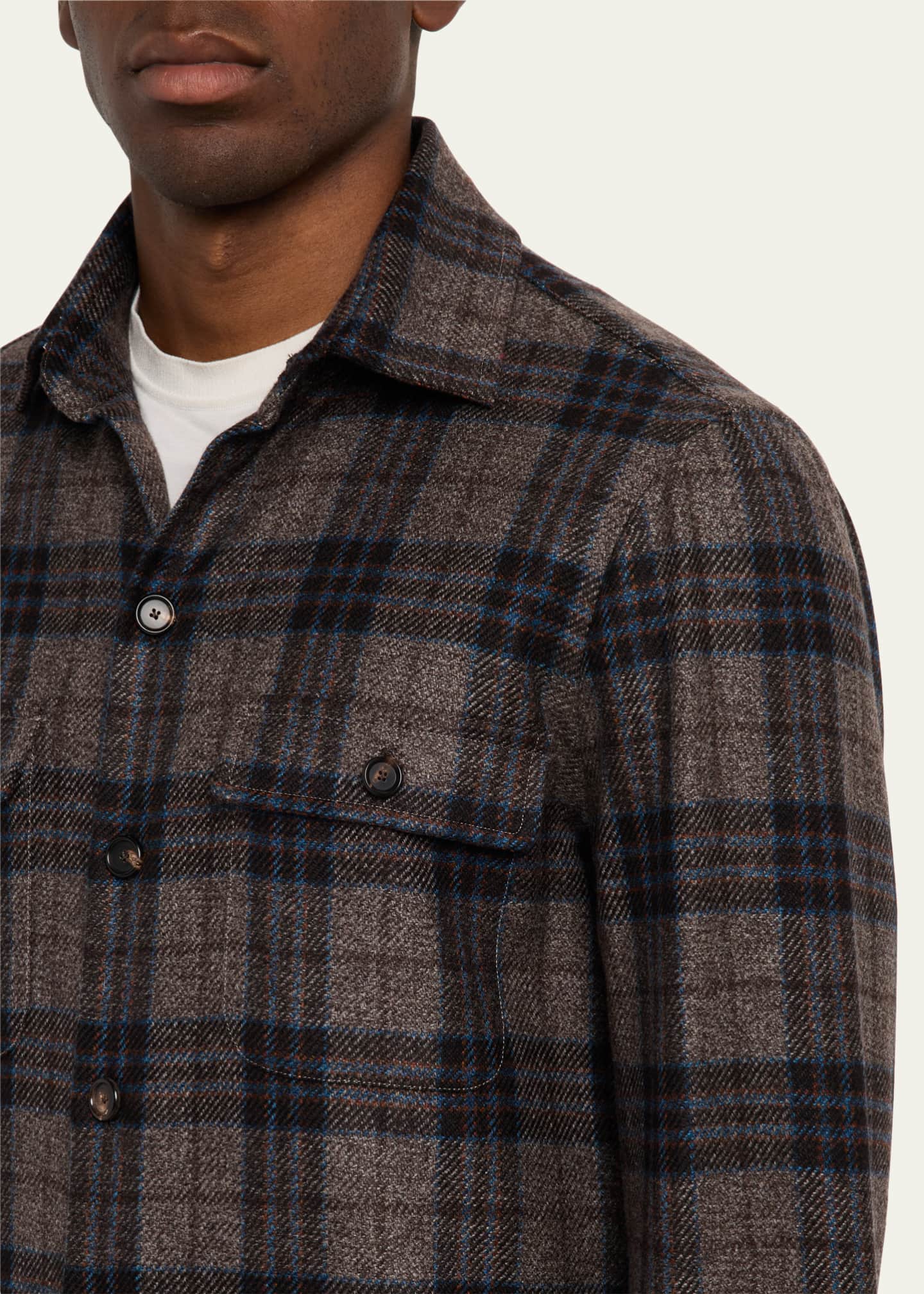 Cesare Attolini Men's Plaid Cashmere Jacket Image 5 of 5