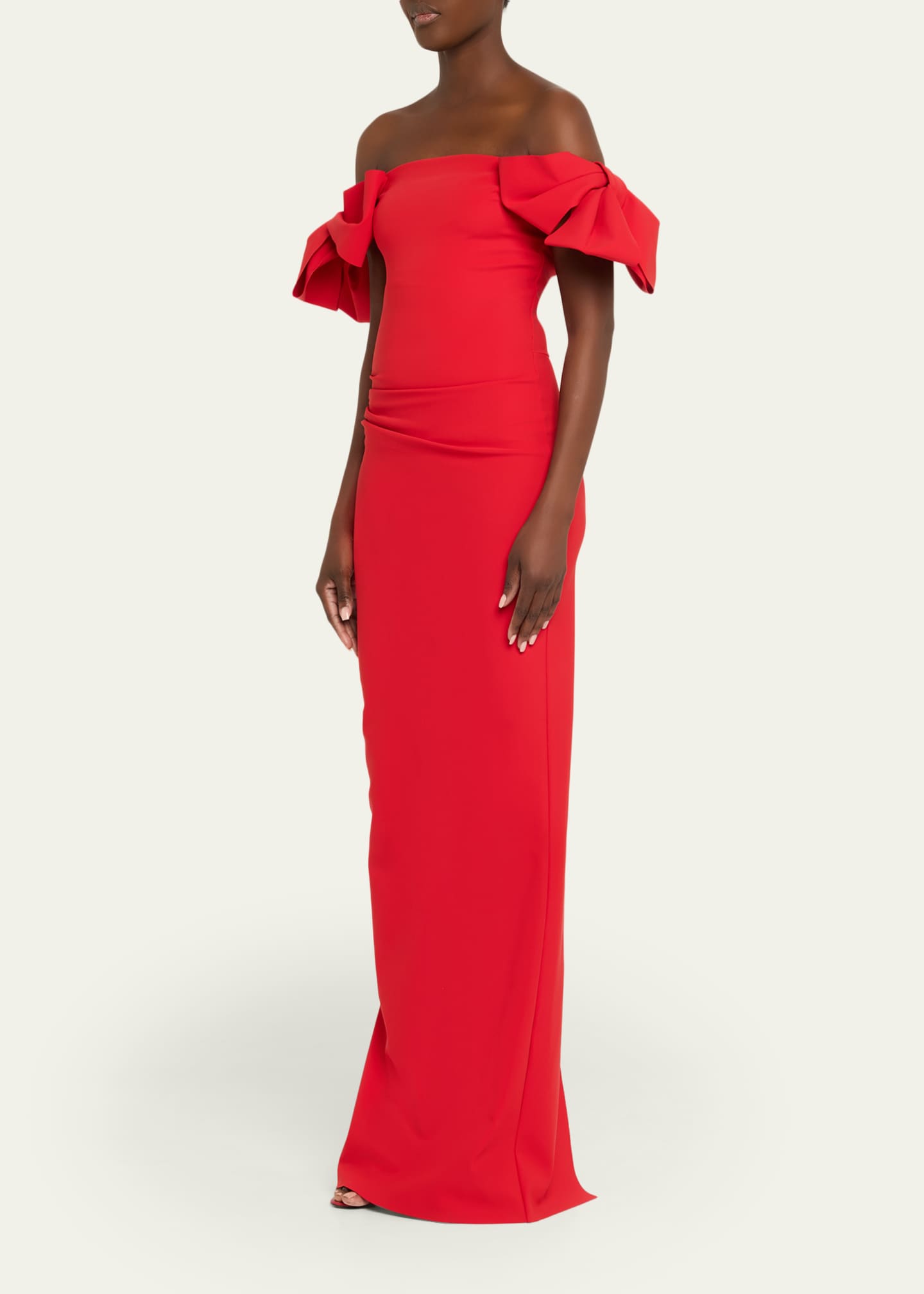 chiara boni la petite robe off the shoulder maxi dress Chiara Boni La Petite Robe Bunjirai Off-Shoulder Bow Column Gown