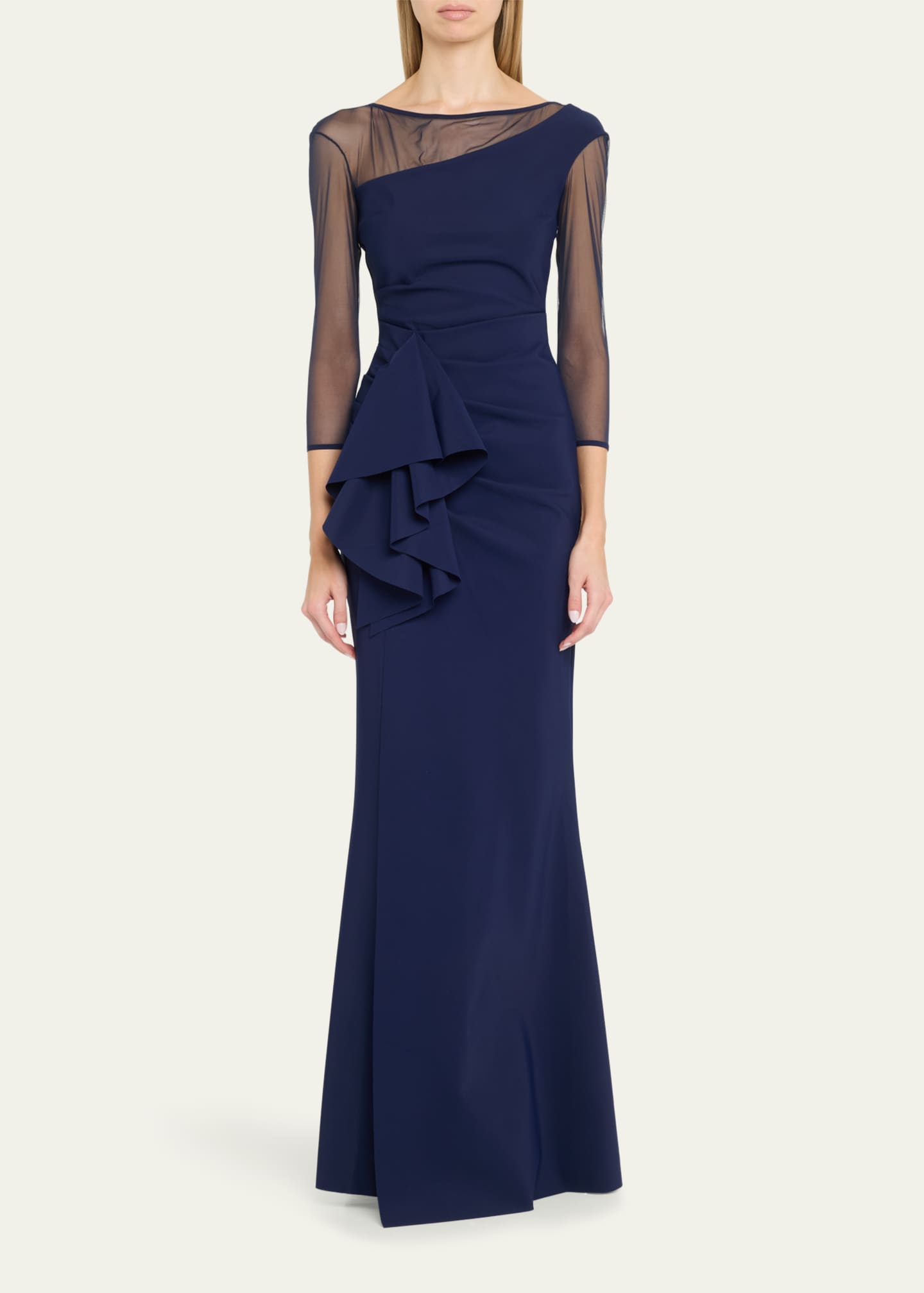 Chiara Boni La Petite Robe Aroma Draped Illusion Gown Image 2 of 5