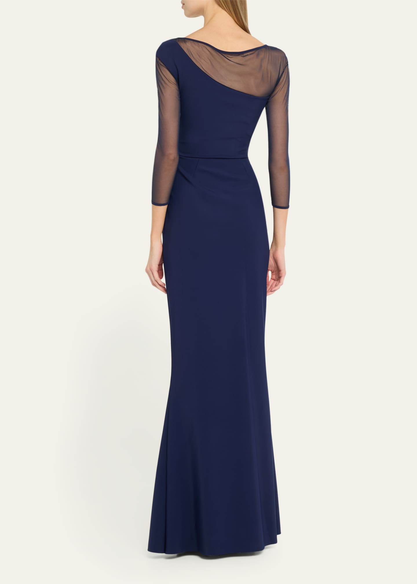 Chiara Boni La Petite Robe Aroma Draped Illusion Gown Image 3 of 5