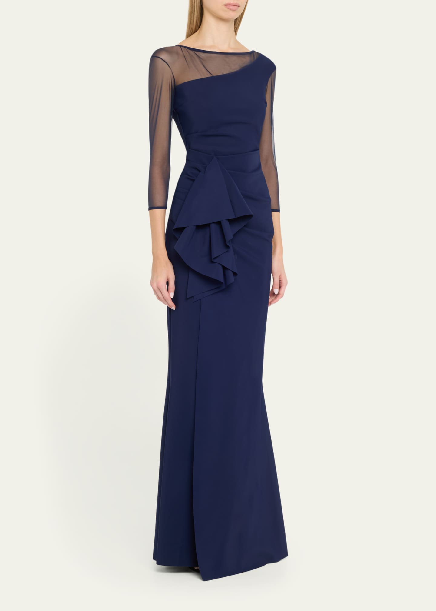 Chiara Boni La Petite Robe Aroma Draped Illusion Gown Image 4 of 5
