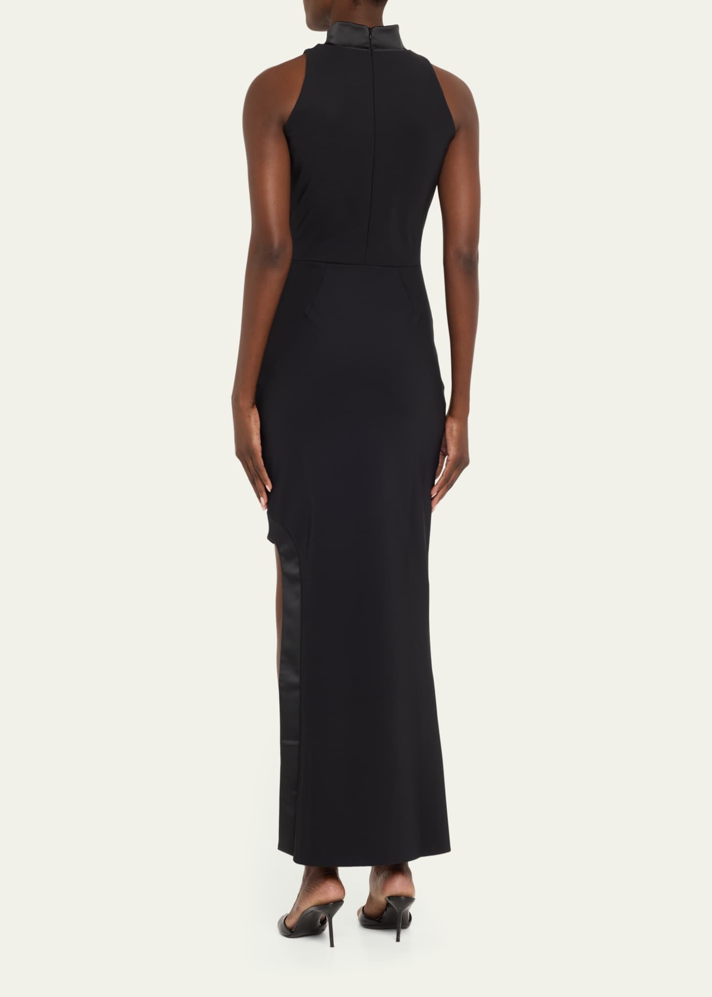 Settariella Satin-Trim Jersey Column Gown - Thumbnail 3