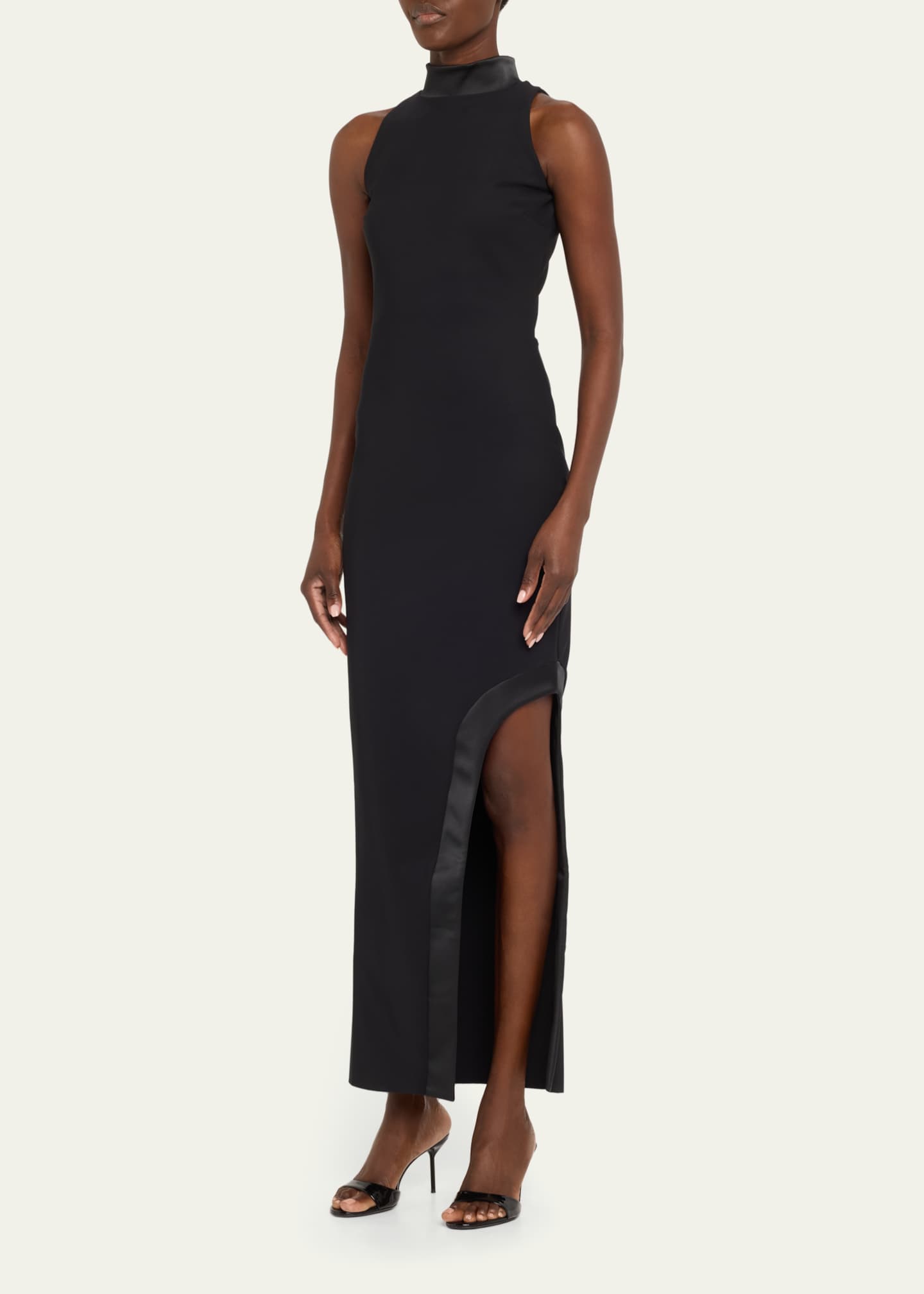 Settariella Satin-Trim Jersey Column Gown - Thumbnail 4