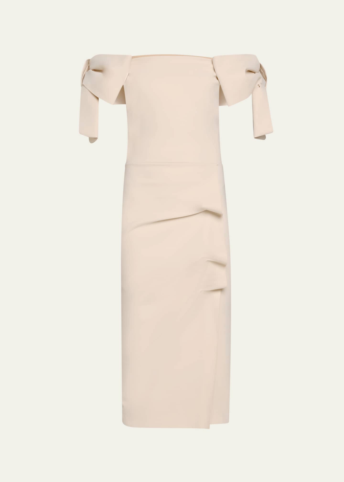 Chiara Boni La Petite Robe Bunjiree Off-Shoulder Bow Midi Sheath Dress Image 1 of 5