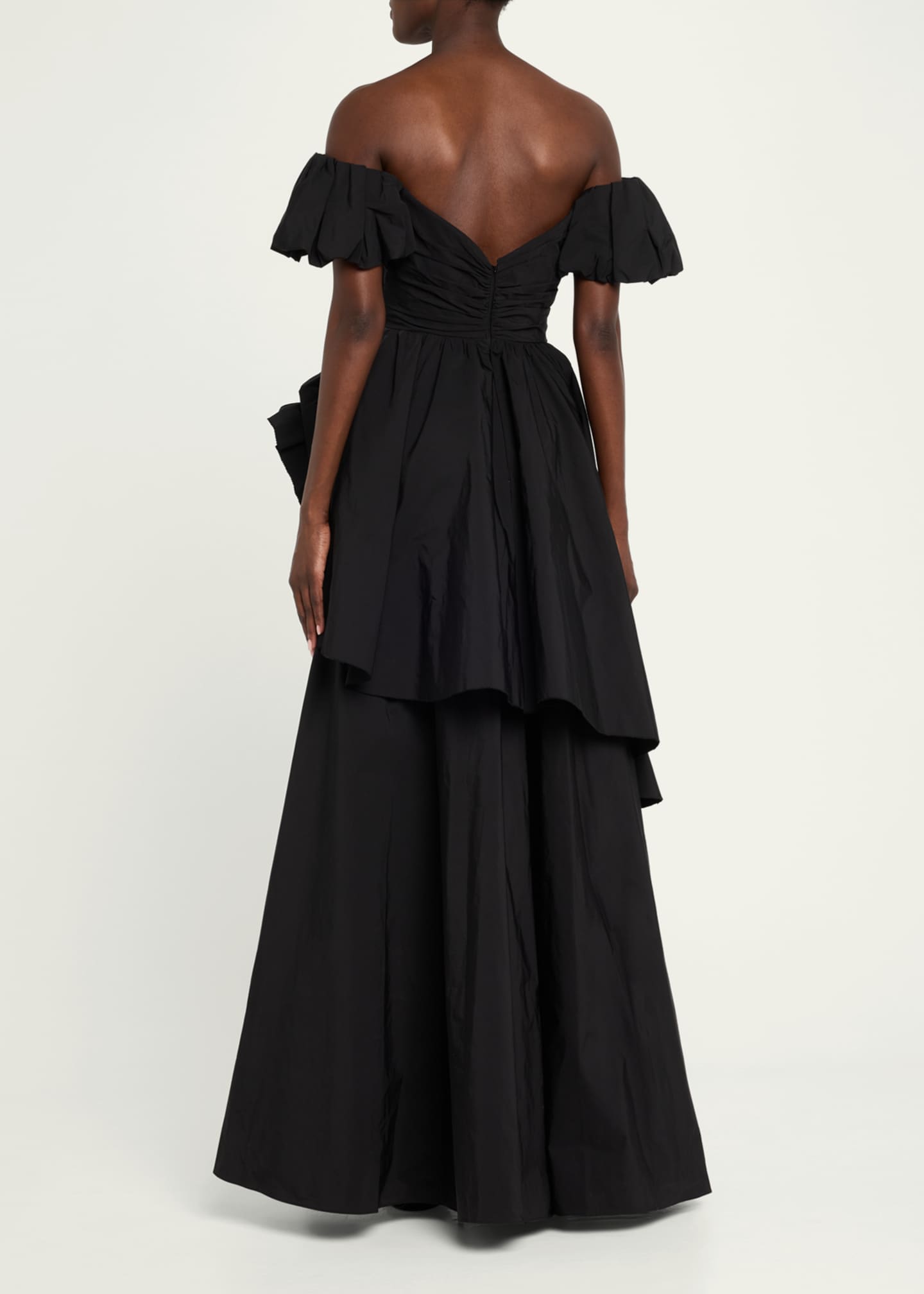 Marchesa Notte Off-Shoulder Ruffle Taffeta Gown Image 3 of 5