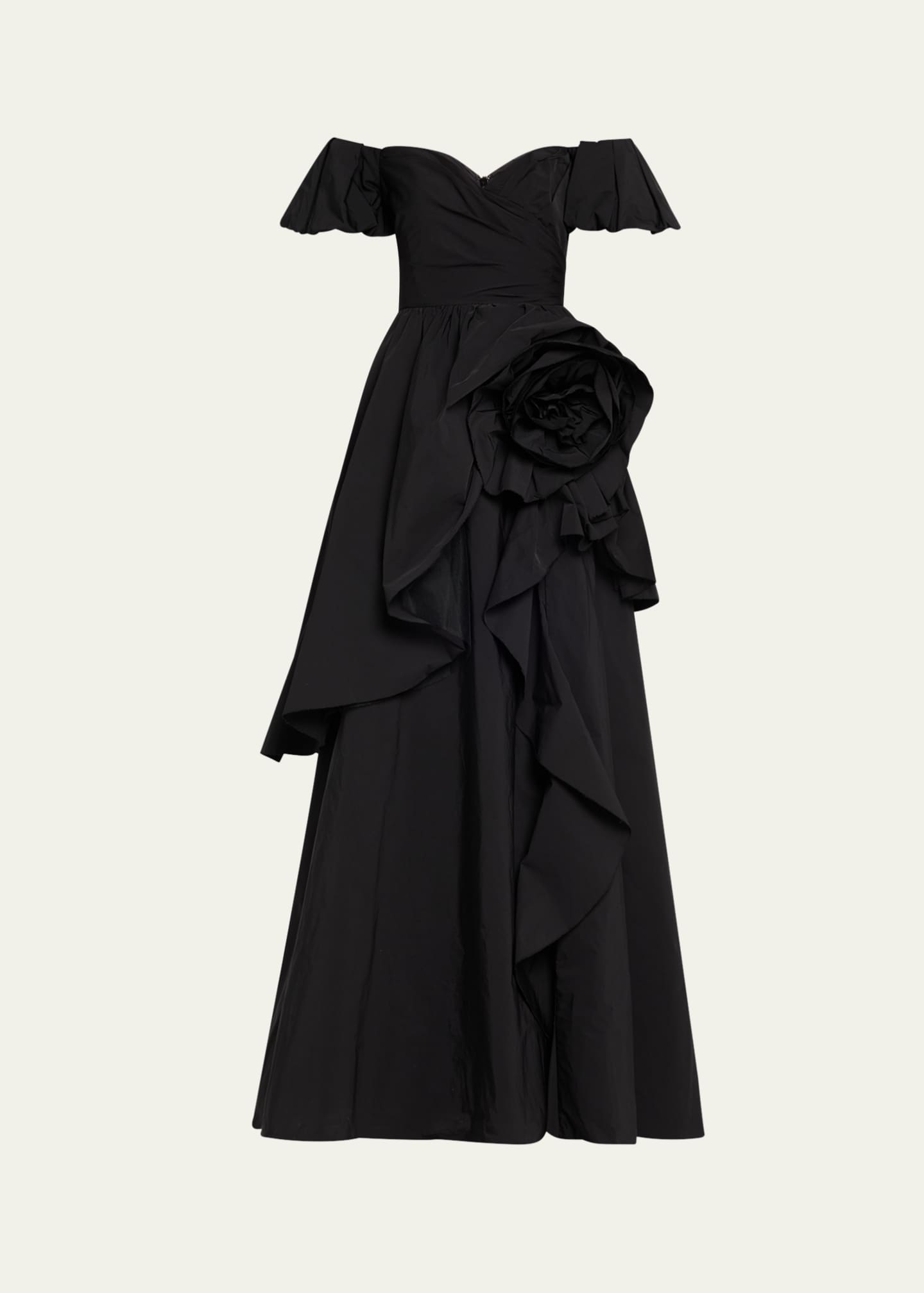 Marchesa Notte Off-Shoulder Ruffle Taffeta Gown Image 1 of 5
