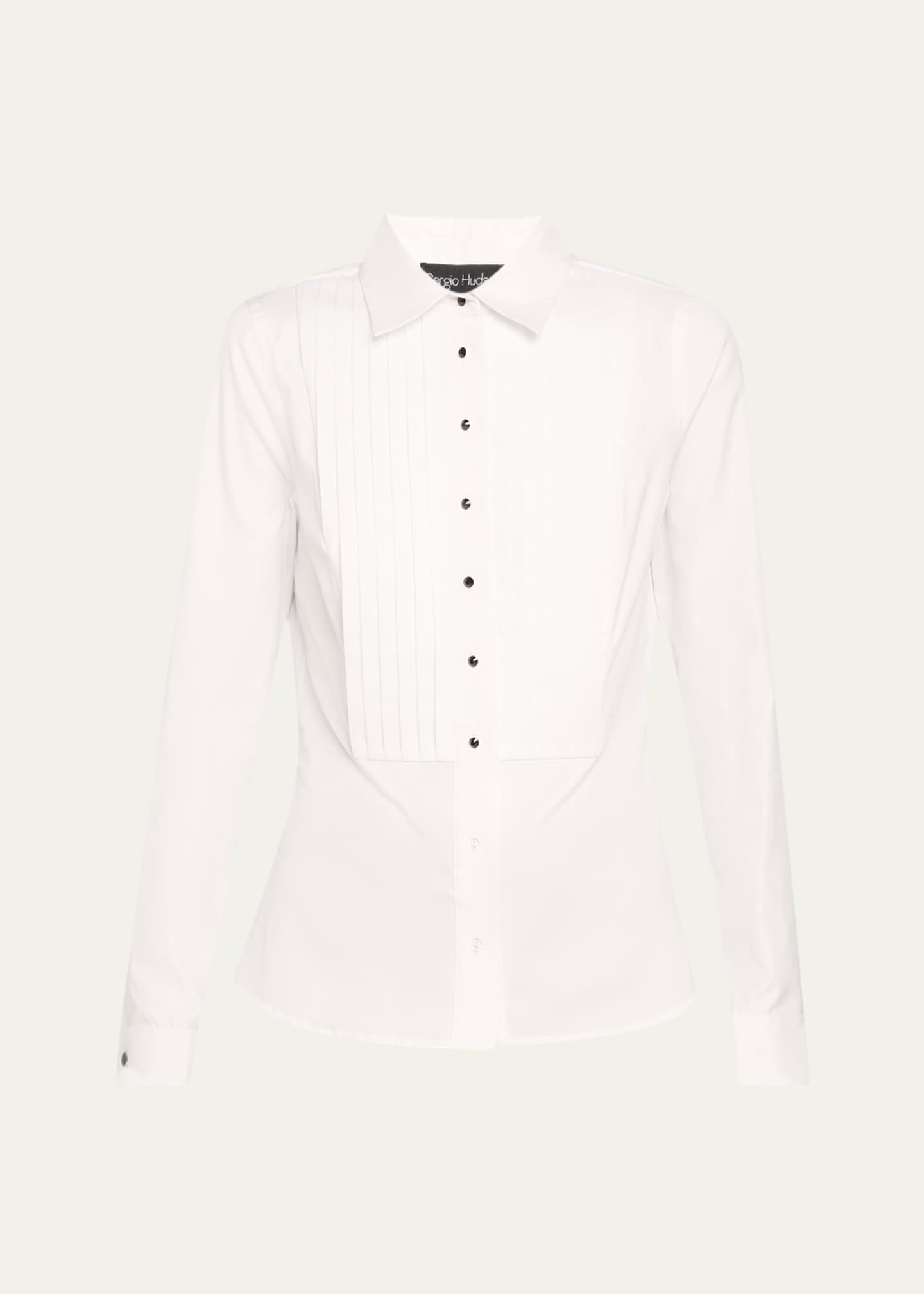 Sergio Hudson Pleated Bib Tuxedo Shirt Image 1 of 5