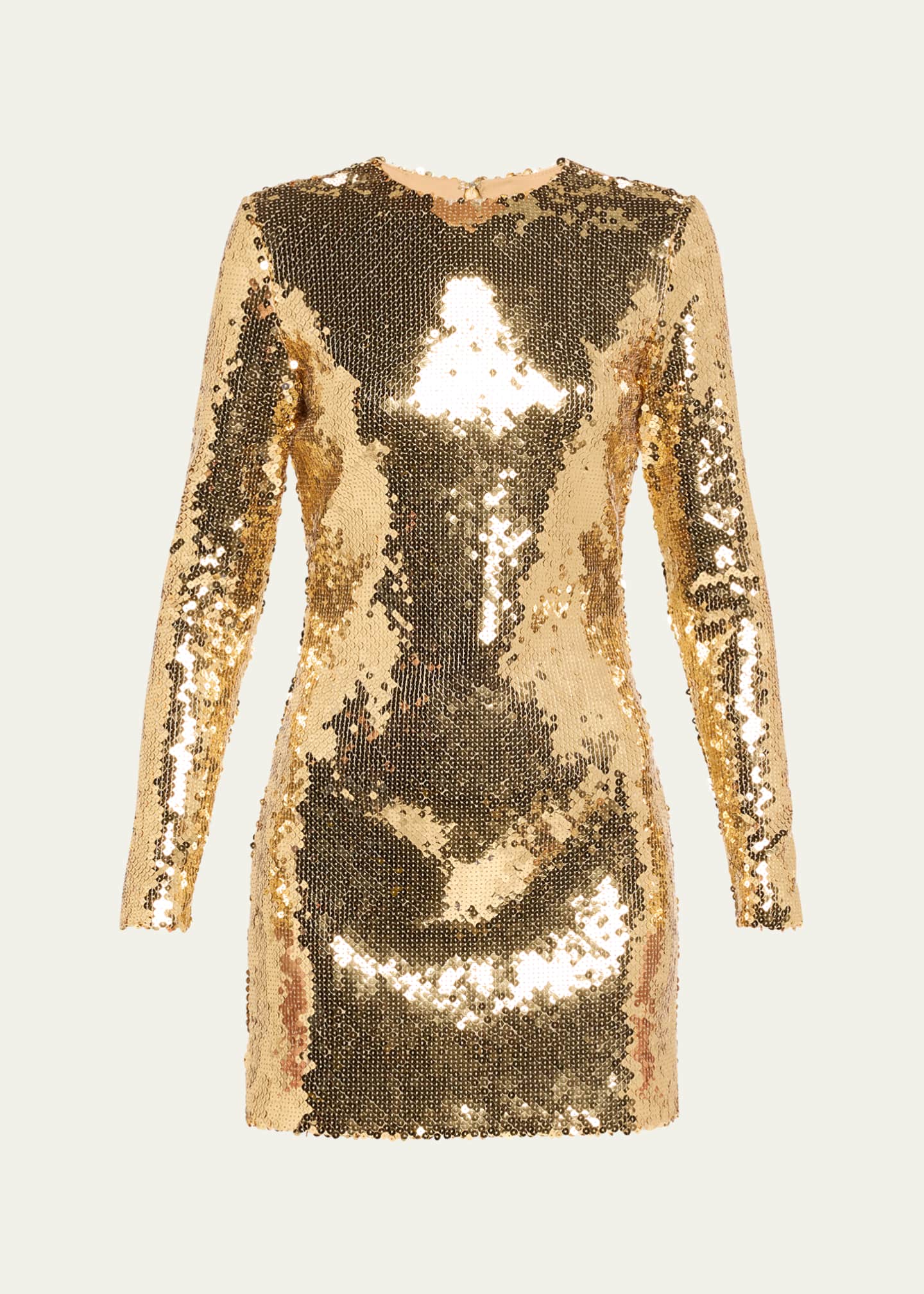 Sergio Hudson Sequined Long Sleeve Mini Dress Image 1 of 5