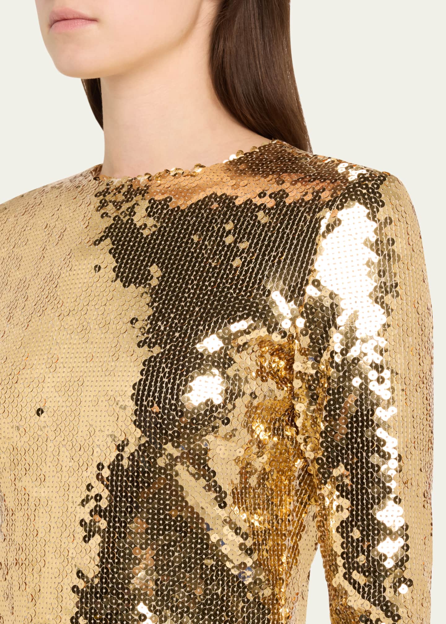 Sergio Hudson Sequined Long Sleeve Mini Dress Image 5 of 5