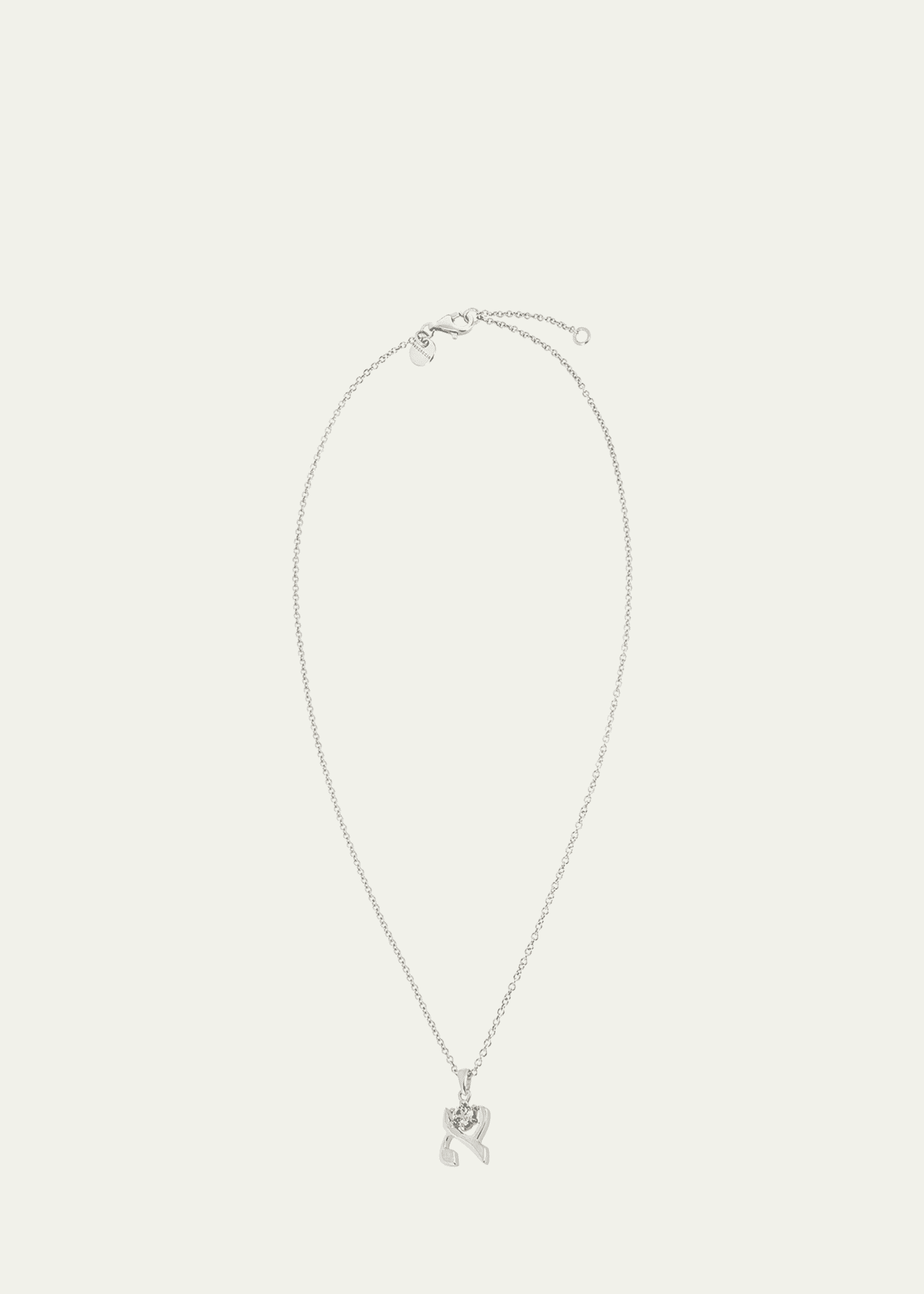 Procaccia Jewelry 18K Gold Hebrew ALEF Aquamarine Initial Necklace, 18"L Image 3 of 4