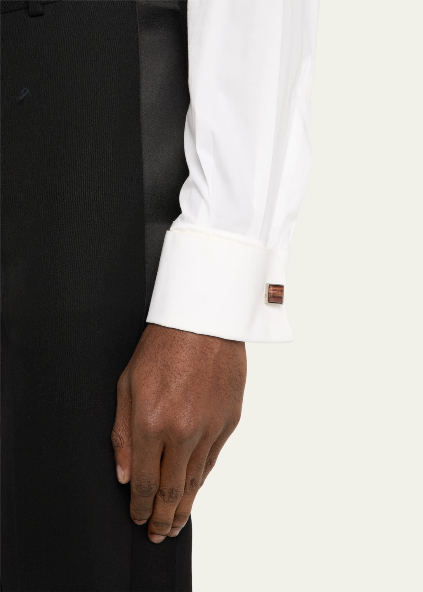 Tateossian Men's Red Tiger Eye Polished Dome Cufflinks Image 2 of 5