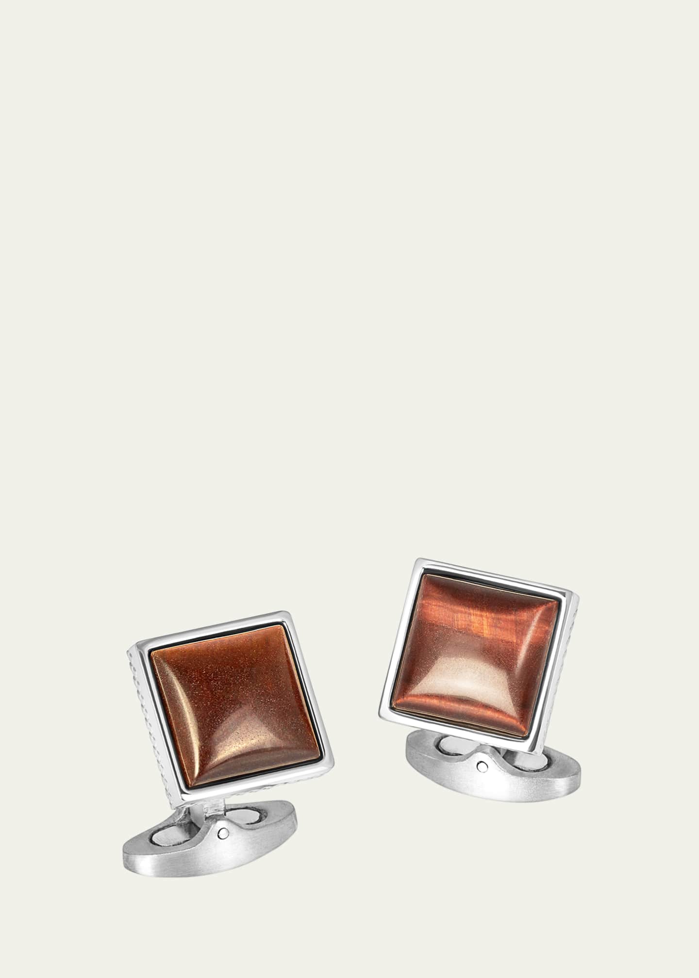 Tateossian Men's Red Tiger Eye Polished Dome Cufflinks Image 1 of 5