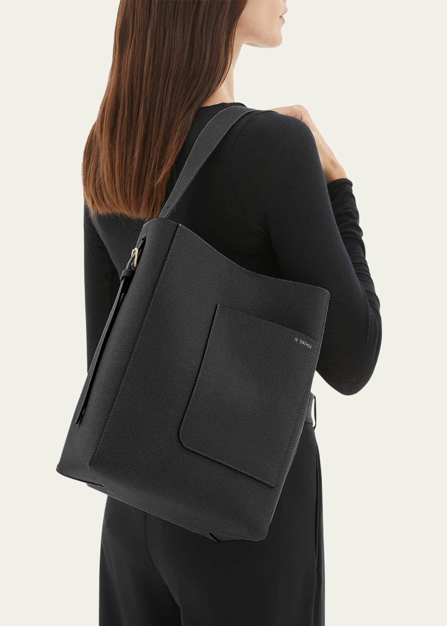 Valextra Secchiello Medium Leather Bucket Bag Image 2 of 4