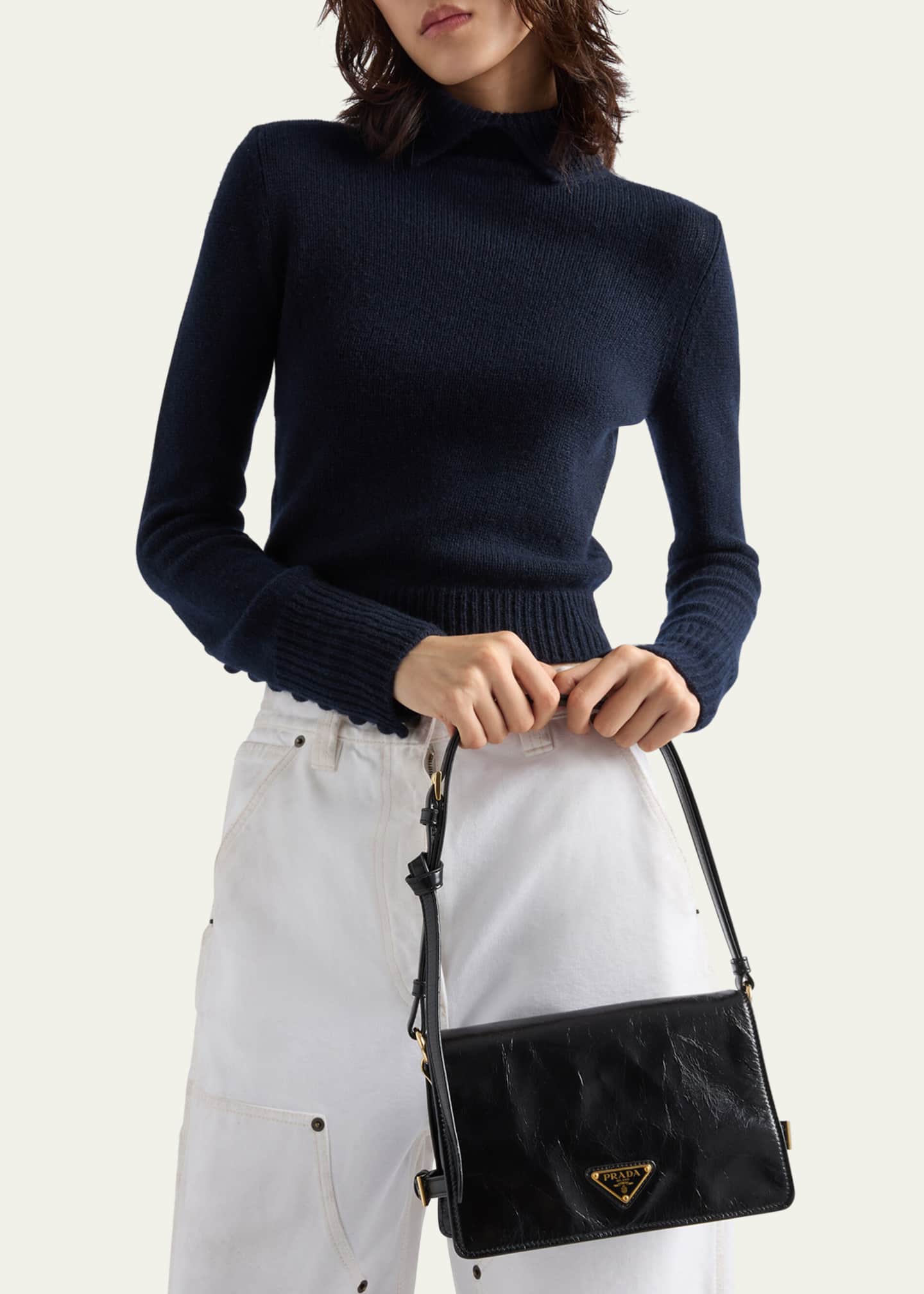 Prada Flap Soft Leather Shoulder Bag Image 2 of 5