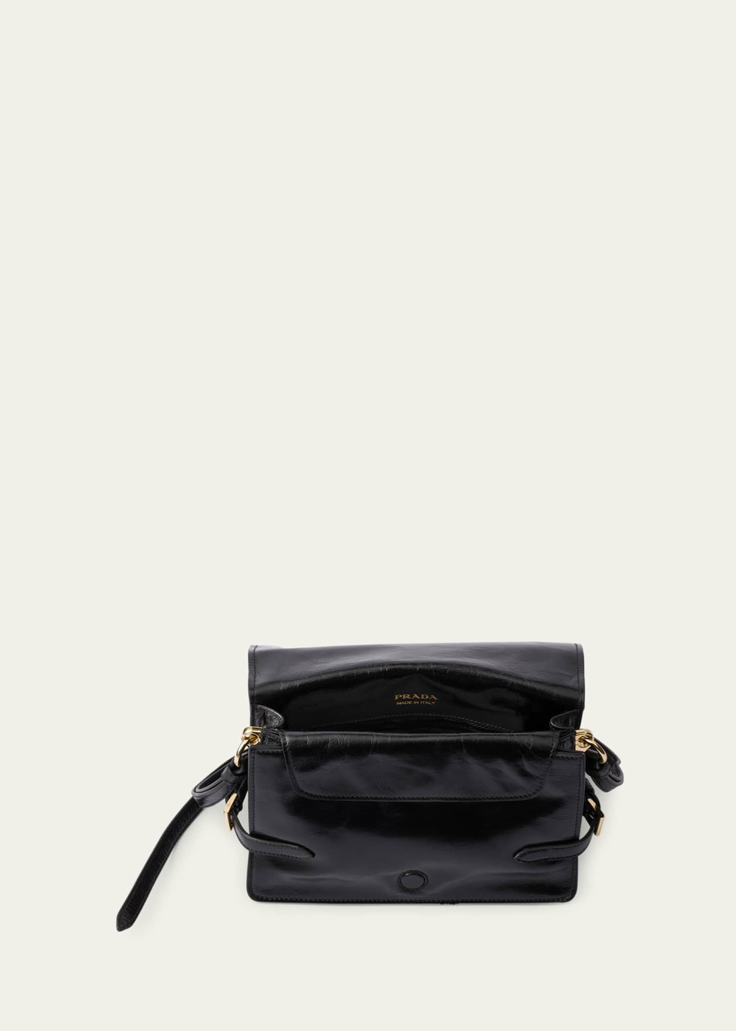 Prada Flap Soft Leather Shoulder Bag Image 4 of 5