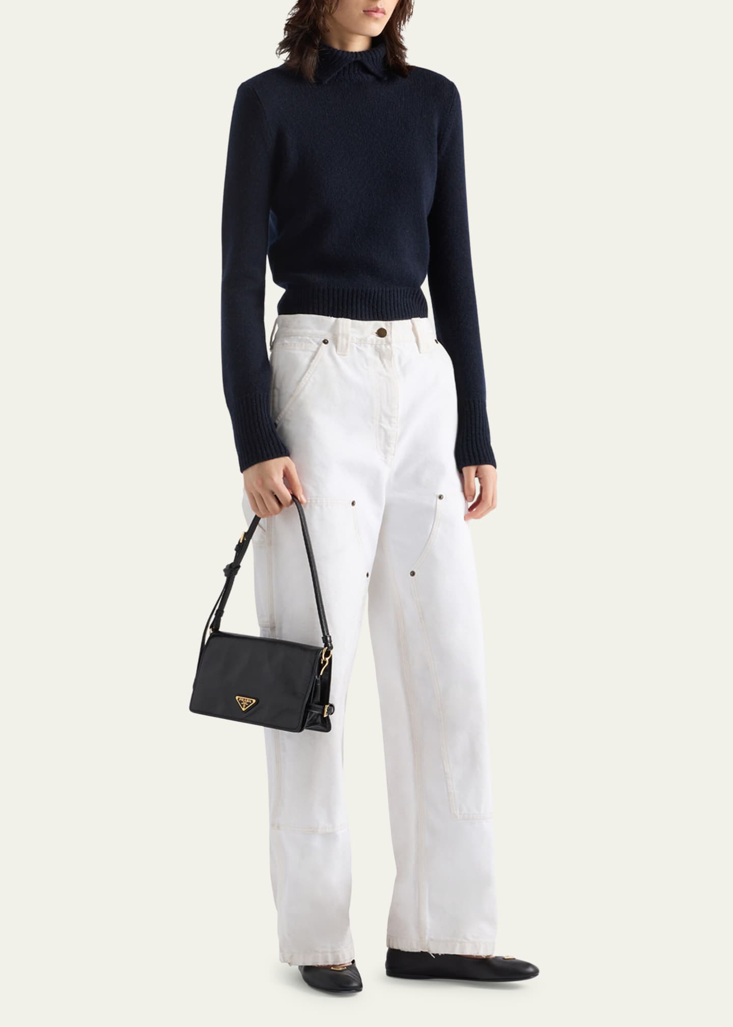 Prada Flap Soft Leather Shoulder Bag Image 5 of 5