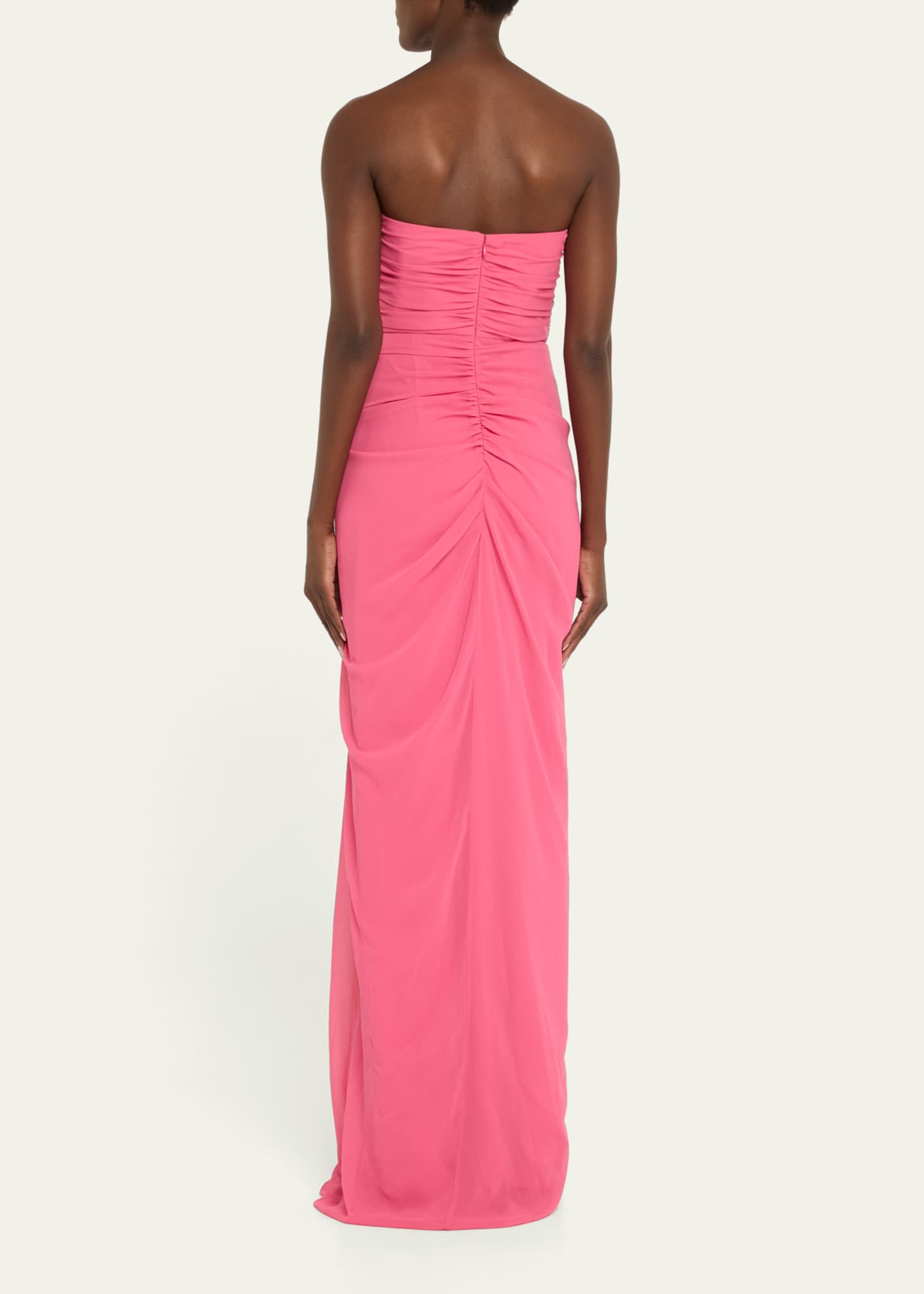 Badgley Mischka Strapless Ruched Ruffle Gown Image 3 of 5