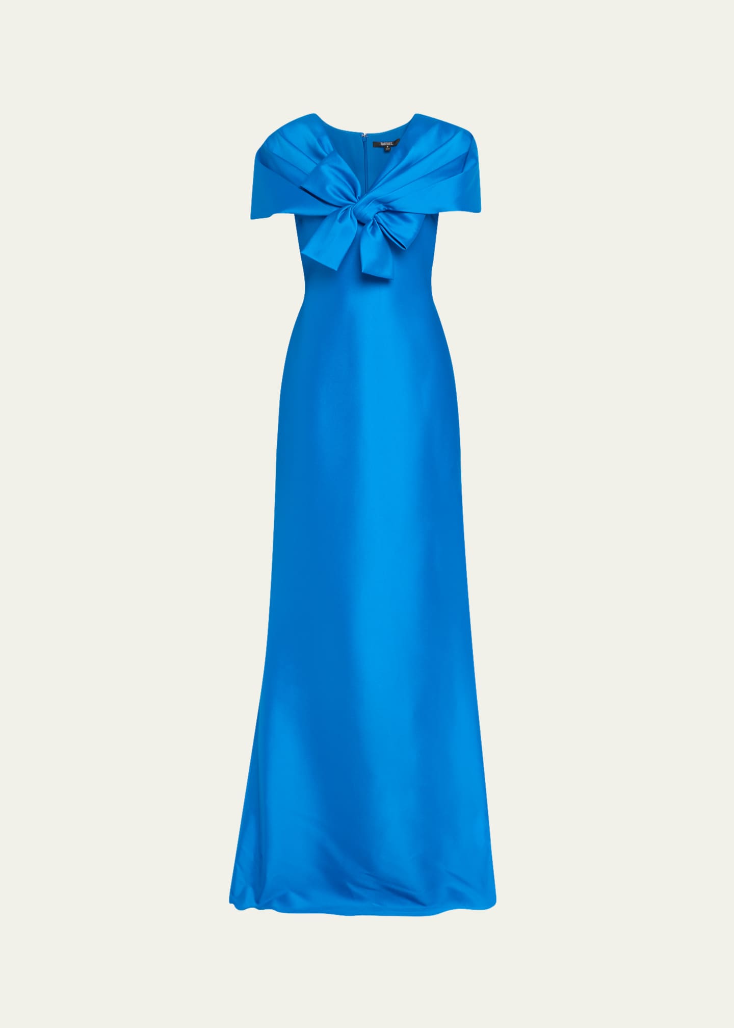 Badgley Mischka Collection Bow-Front Shawl Trumpet Gown Image 1 of 5