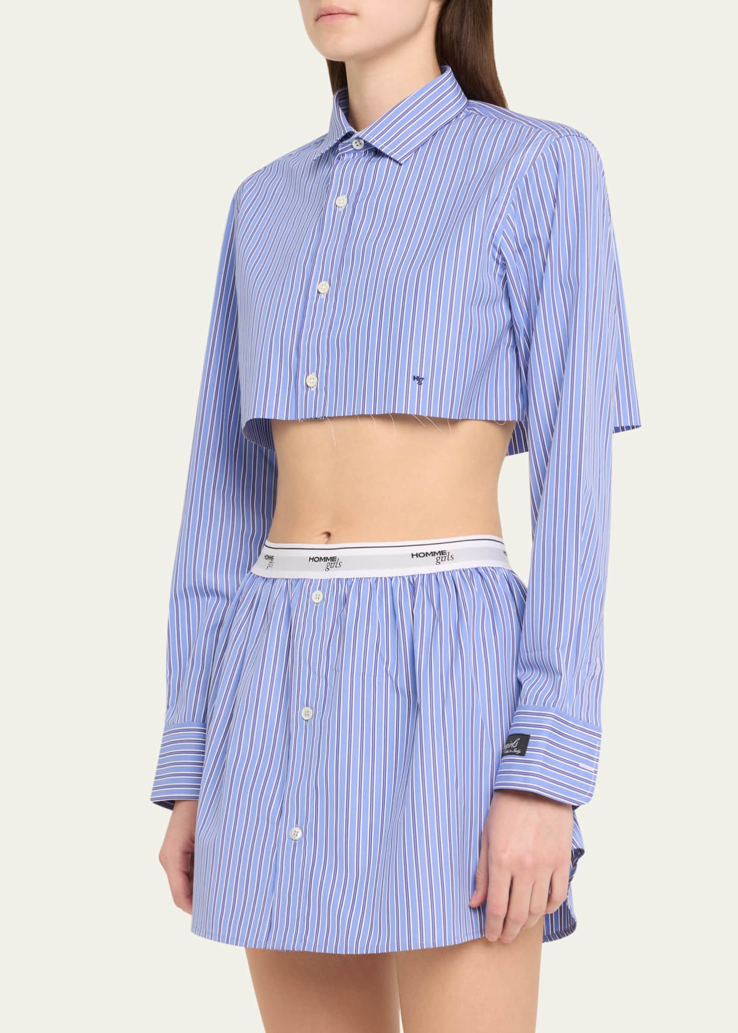 HOMMEGIRLS Stripe Super Cropped Poplin Shirt Image 4 of 5