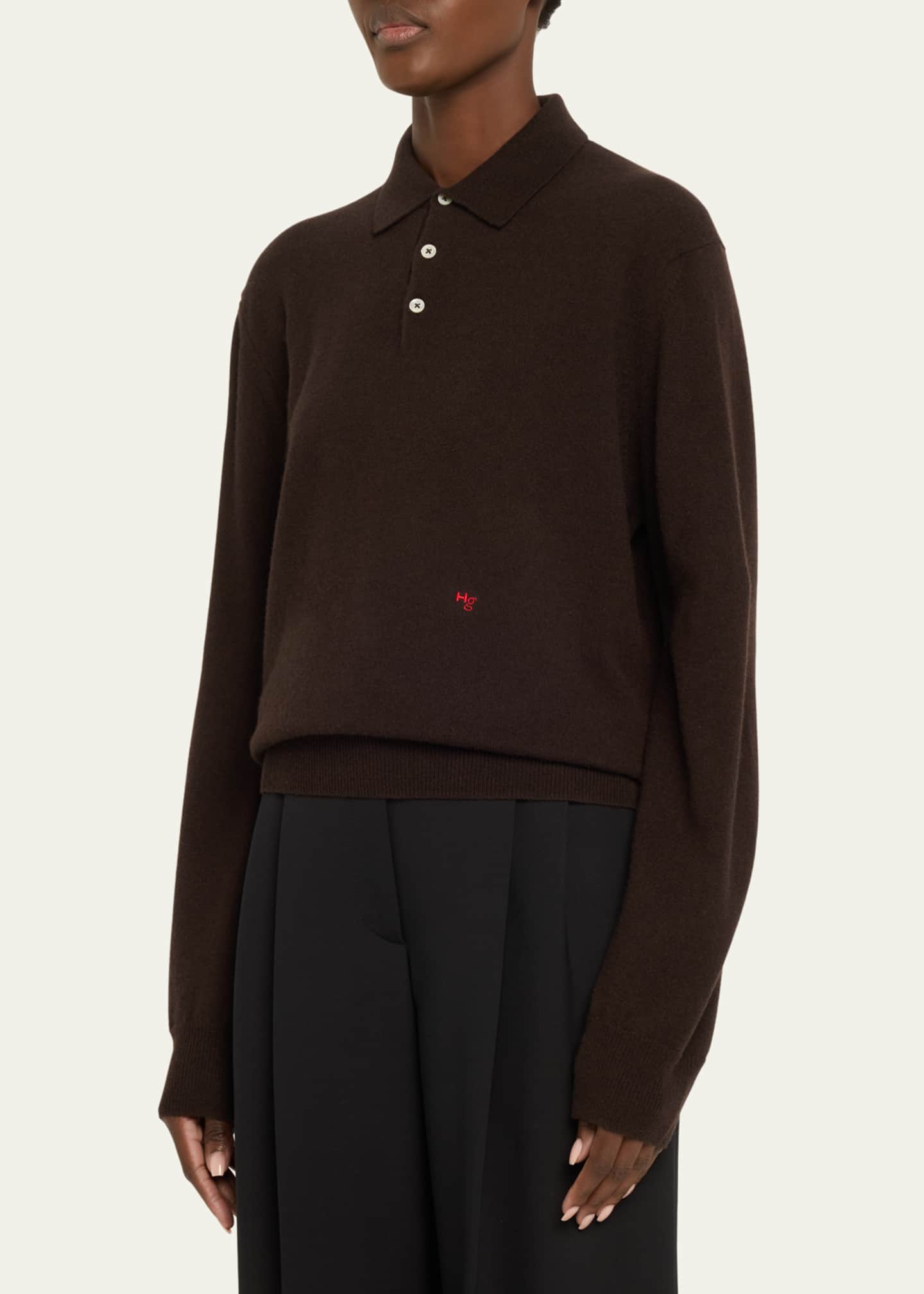 HOMMEGIRLS Oversized Wool Cashmere Polo Shirt Image 4 of 5