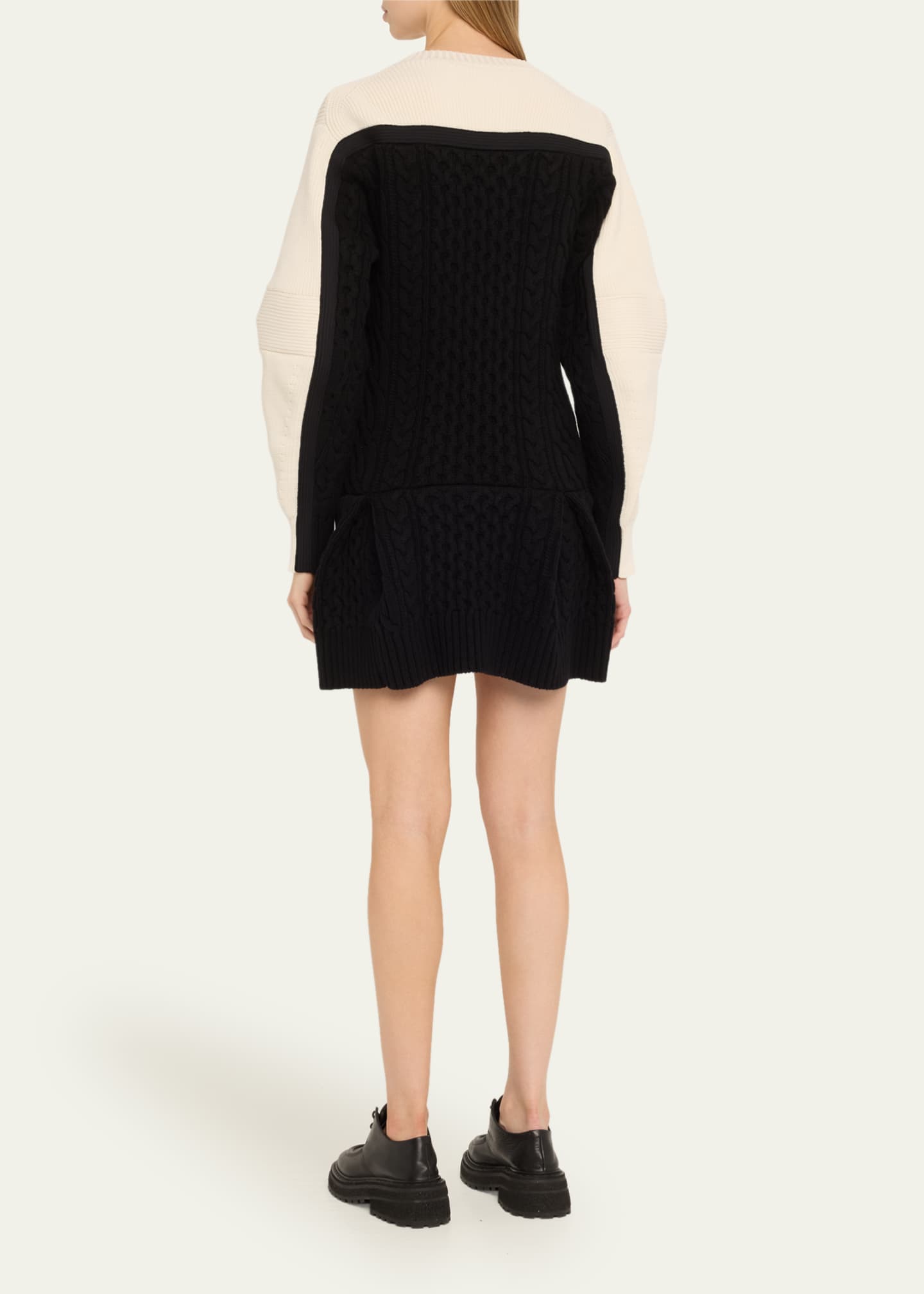 SACAI Colorblock Long-Sleeve Wool Mini Dress - Bergdorf Goodman